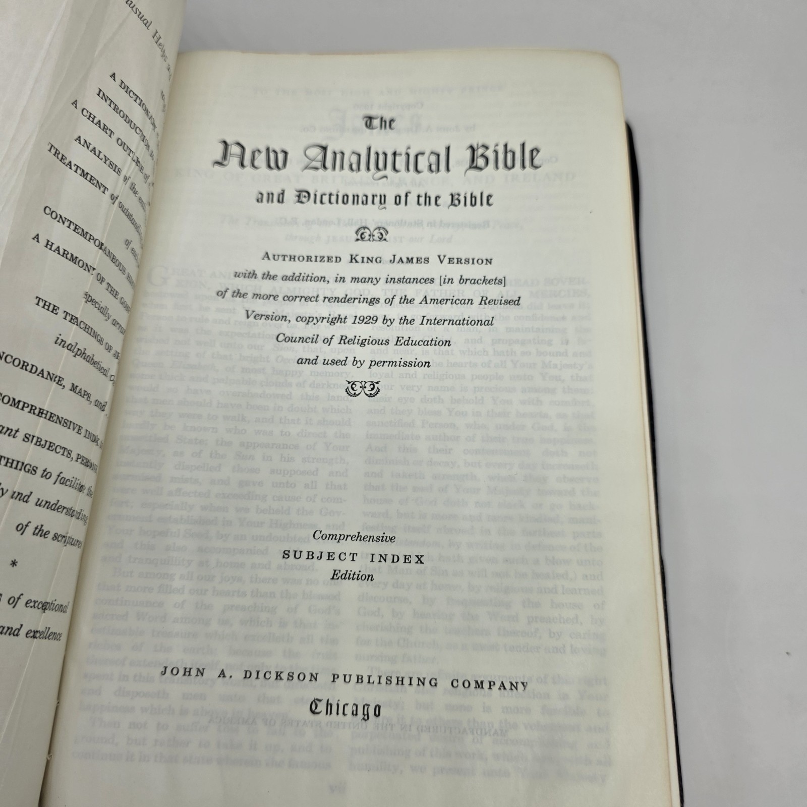 1950 Holy Bible New Analytical Indexed Dictionary Concordance King James Leather
