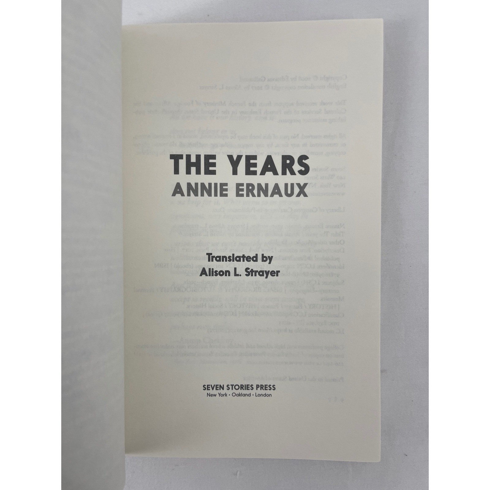 The Years Annie Ernaux Nobel Prize 2022 Paperback Memoir French Social History
