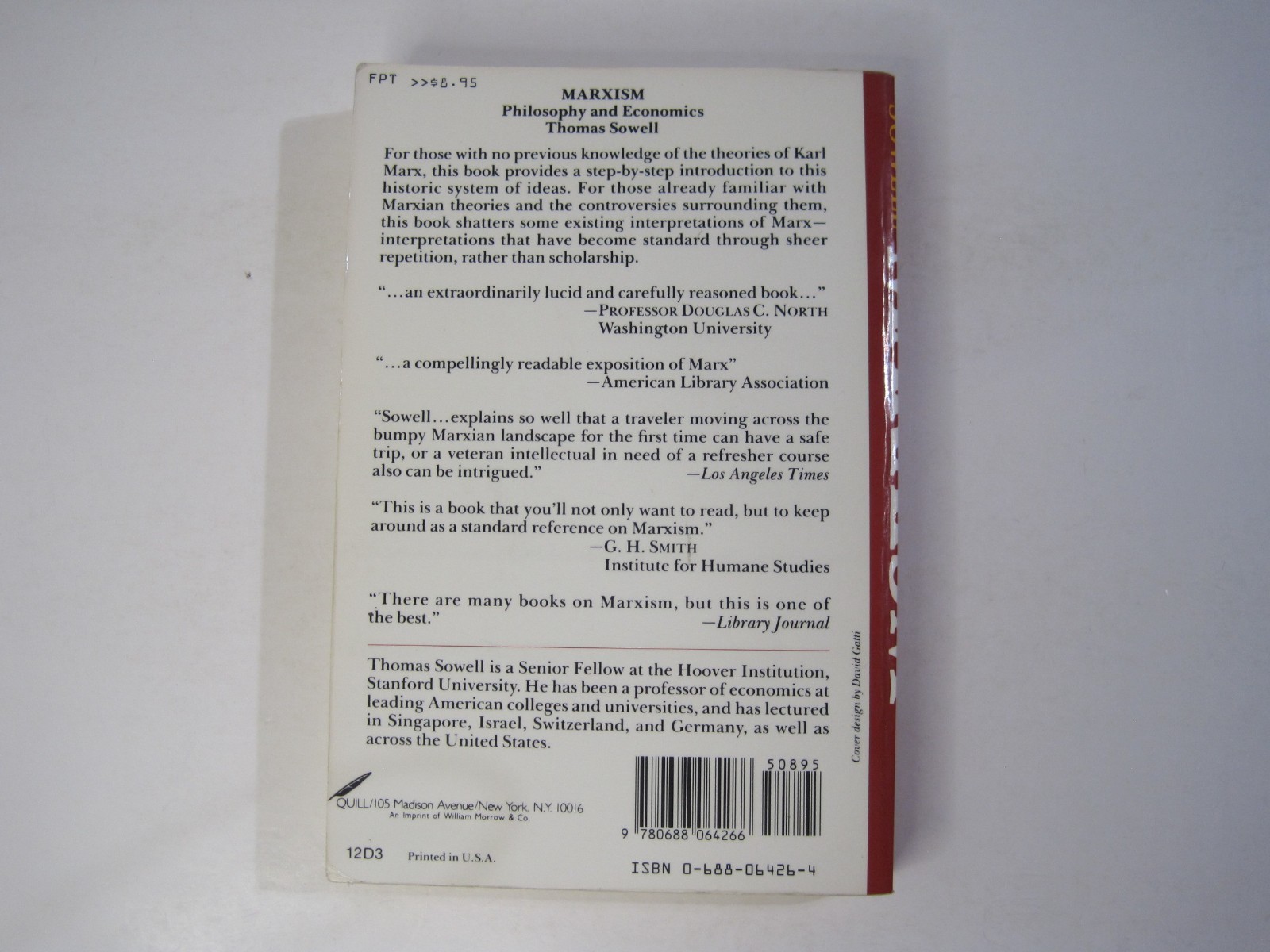 Marxism: Philosophy and Economics by Thomas Sewell PB 1986 Quill William Morrow