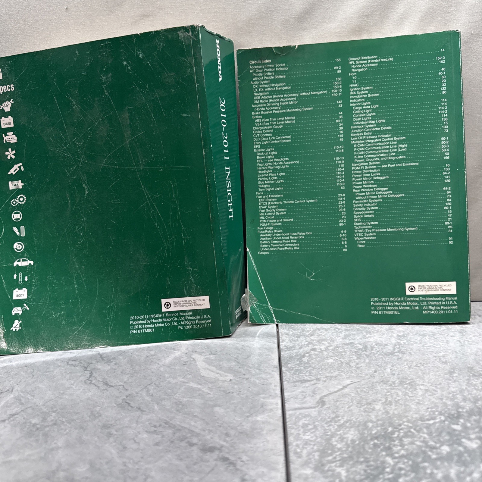 OEM Honda Insight 2010 – 2011 Service & Electrical Troubleshooting Manuals