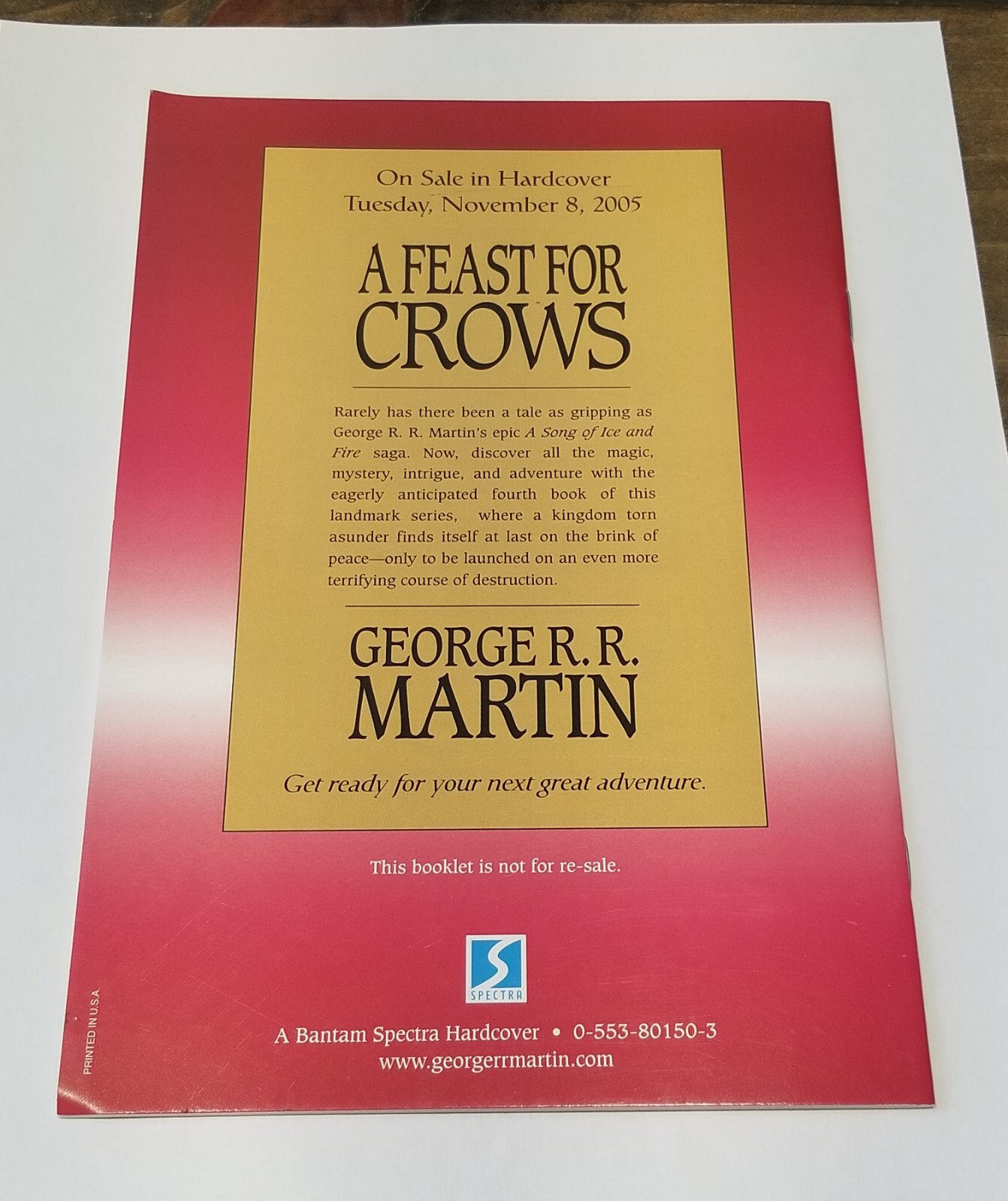 A Feast for Crows SIGNED Excerpt The Captain of The Guards George RR Martin GRRM