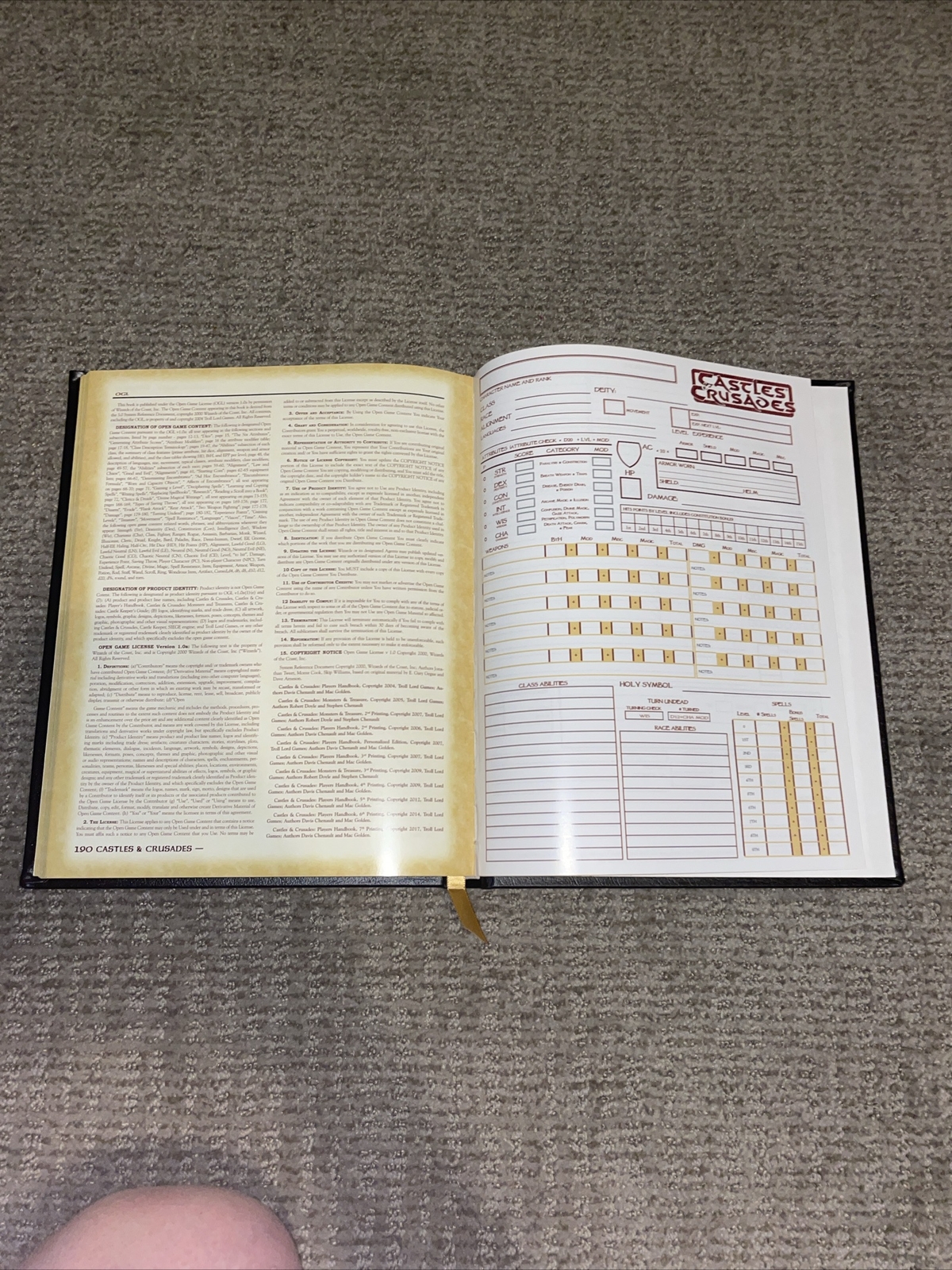 C&C Players Handbook – Special Signed Collector’s Edition (Castles Crusades 7th)