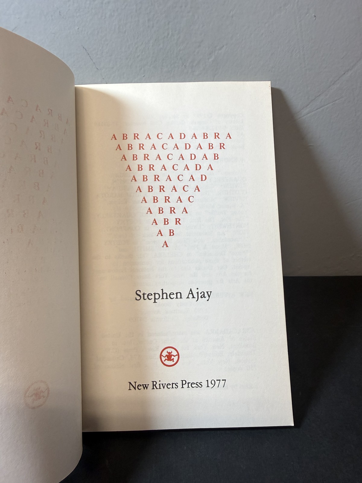 Abracadabra by Stephen Ajay – First Edition 1977 New Rivers Press Poetry Book