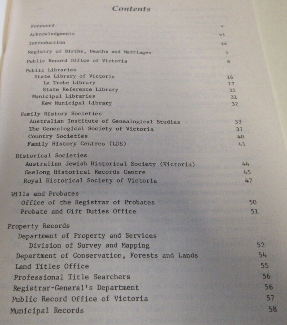 Family and Local History Sources in Victoria – Brown et al. – 106 Pages – 1990