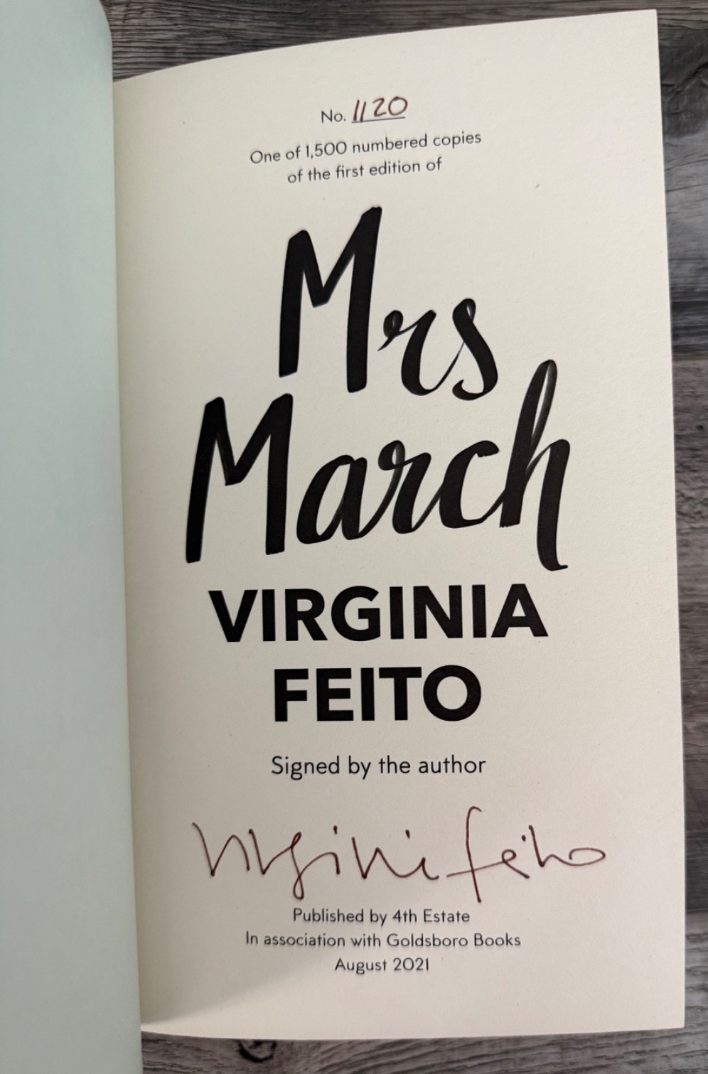 SIGNED/NUMBERED Goldsboro MRS. MARCH Virginia Feito SPRAYED EDGES UK 1st/1st