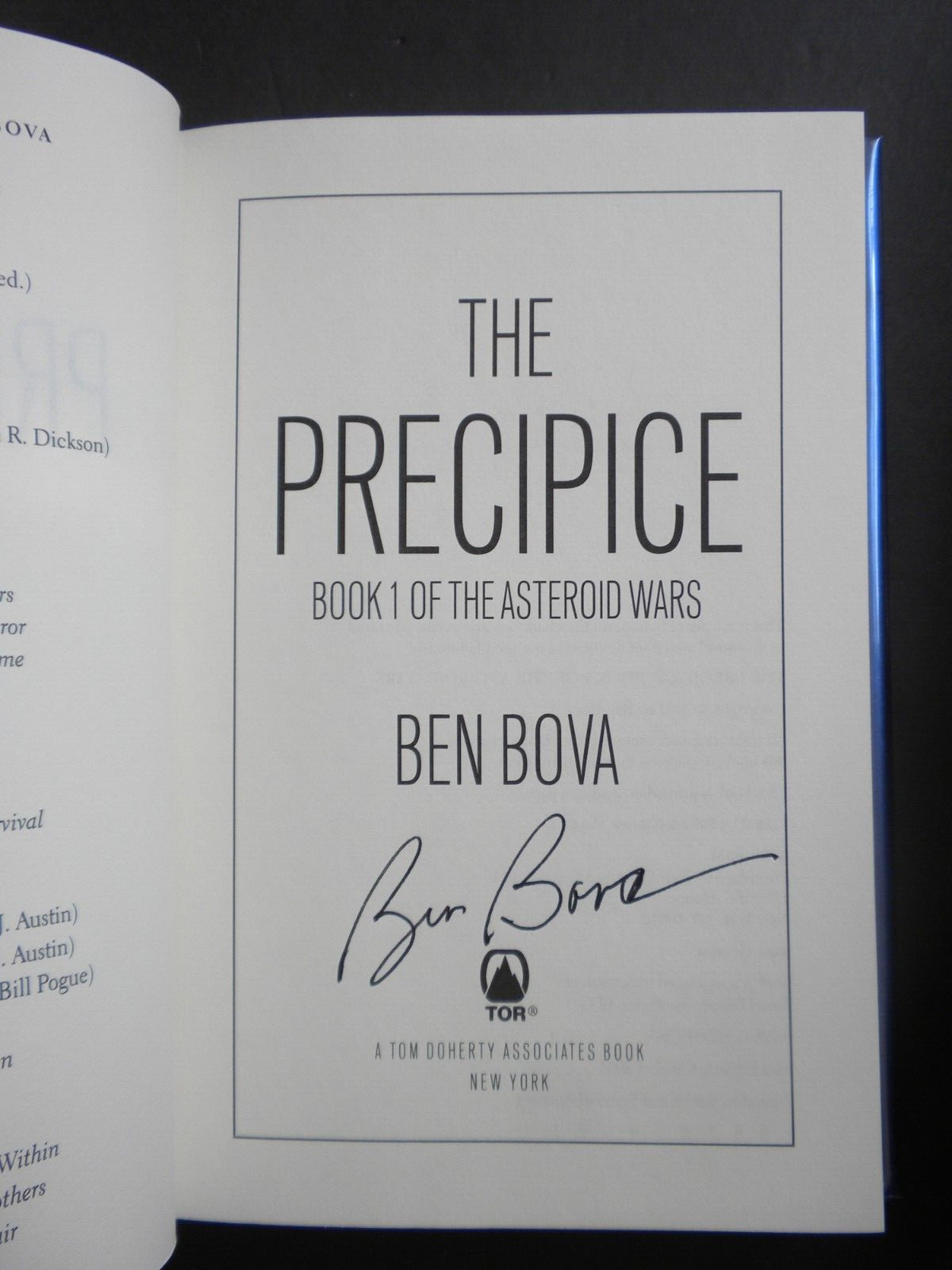 *SIGNED* BEN BOVA high grade 2001 collectible hardcover THE PRECIPICE 349 pages