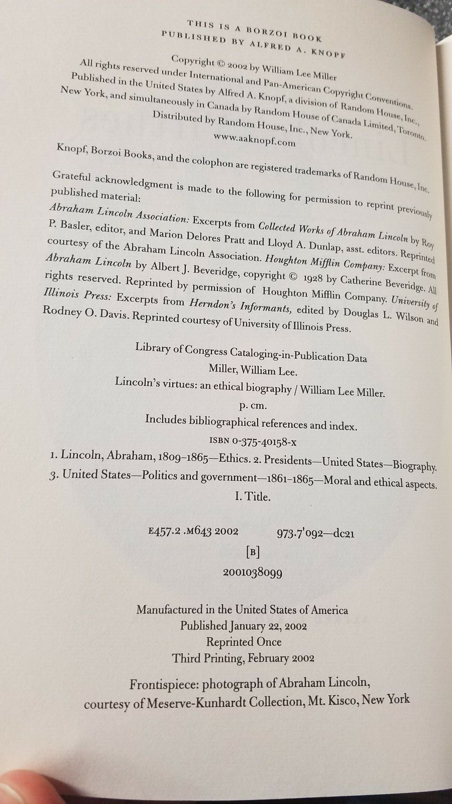 Lincoln’s Virtues : An Ethical Biography by William Lee Miller (2002, Hardcover)