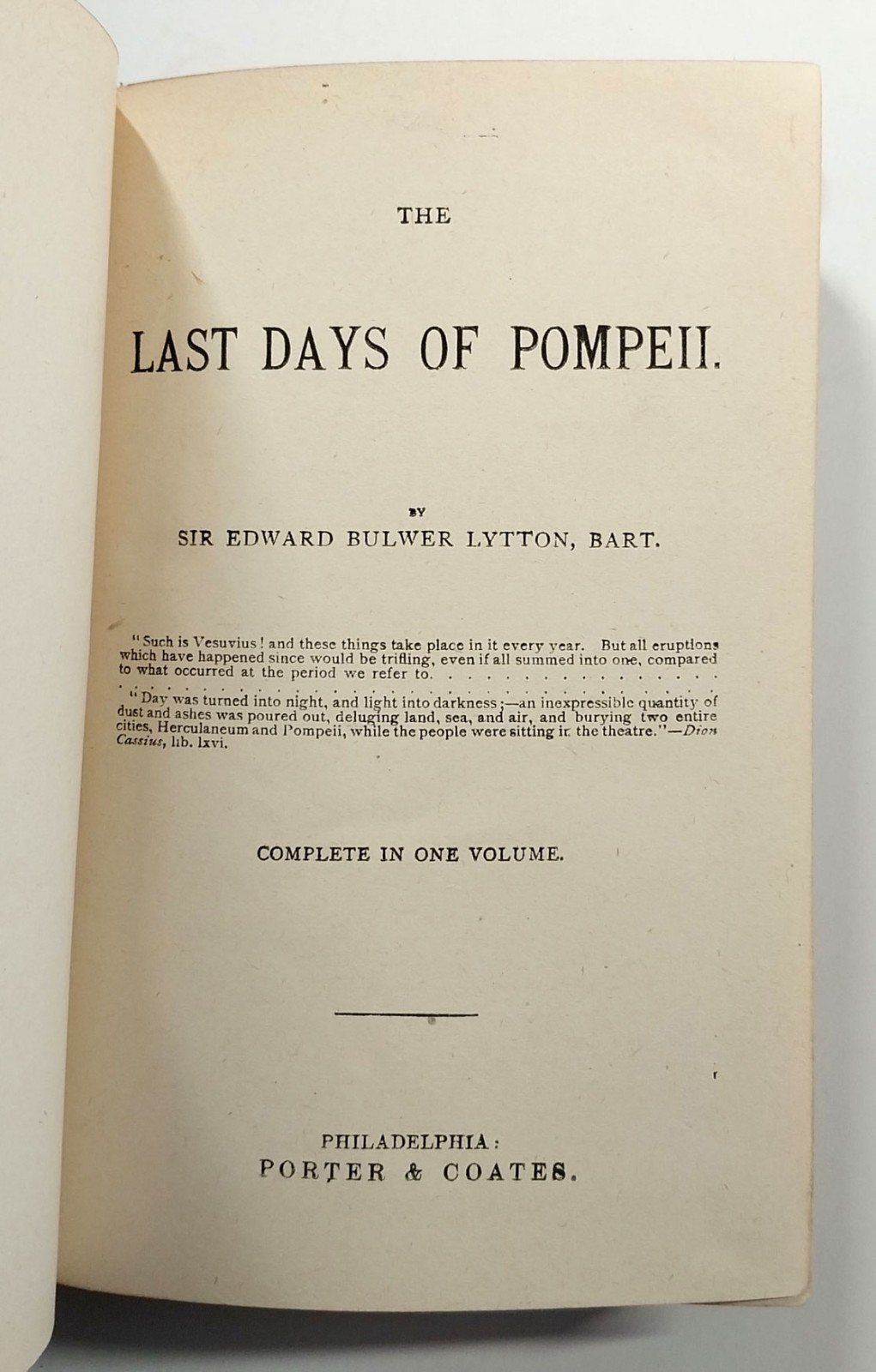 The Last Days Of Pompeii Complete In One Volume by Edward Bulwer Lytton HC Rome