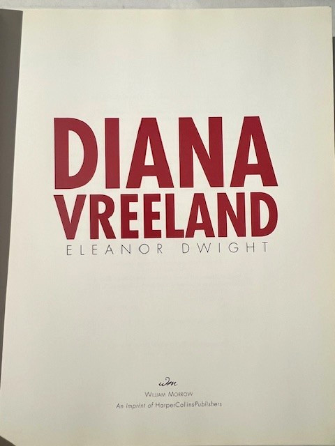 DIANA VREELND by Eleanor Dwight HC 2002 1st Edition William Morrow