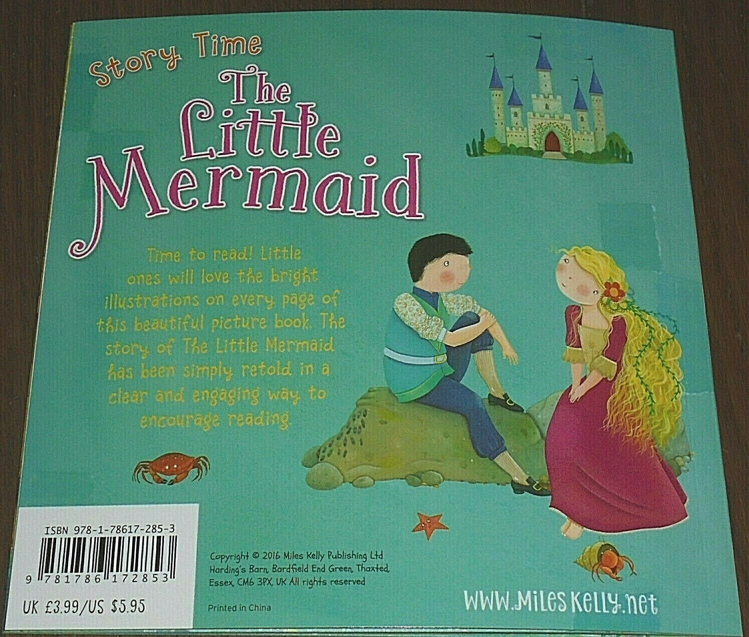 STORY TIME THE LITTLE MERMAID BOOK (17cm X 17cm) 2016 BRAND NEW