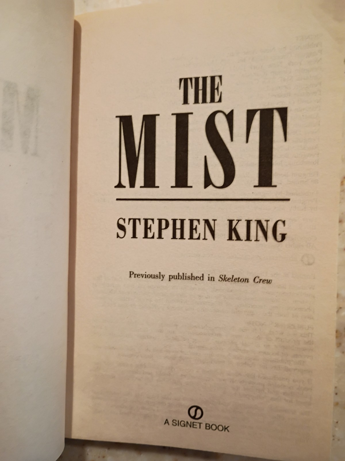 The Mist, Stephen King, Skeleton Crew Novella, Horror, Paperback FTEE SHIPPING