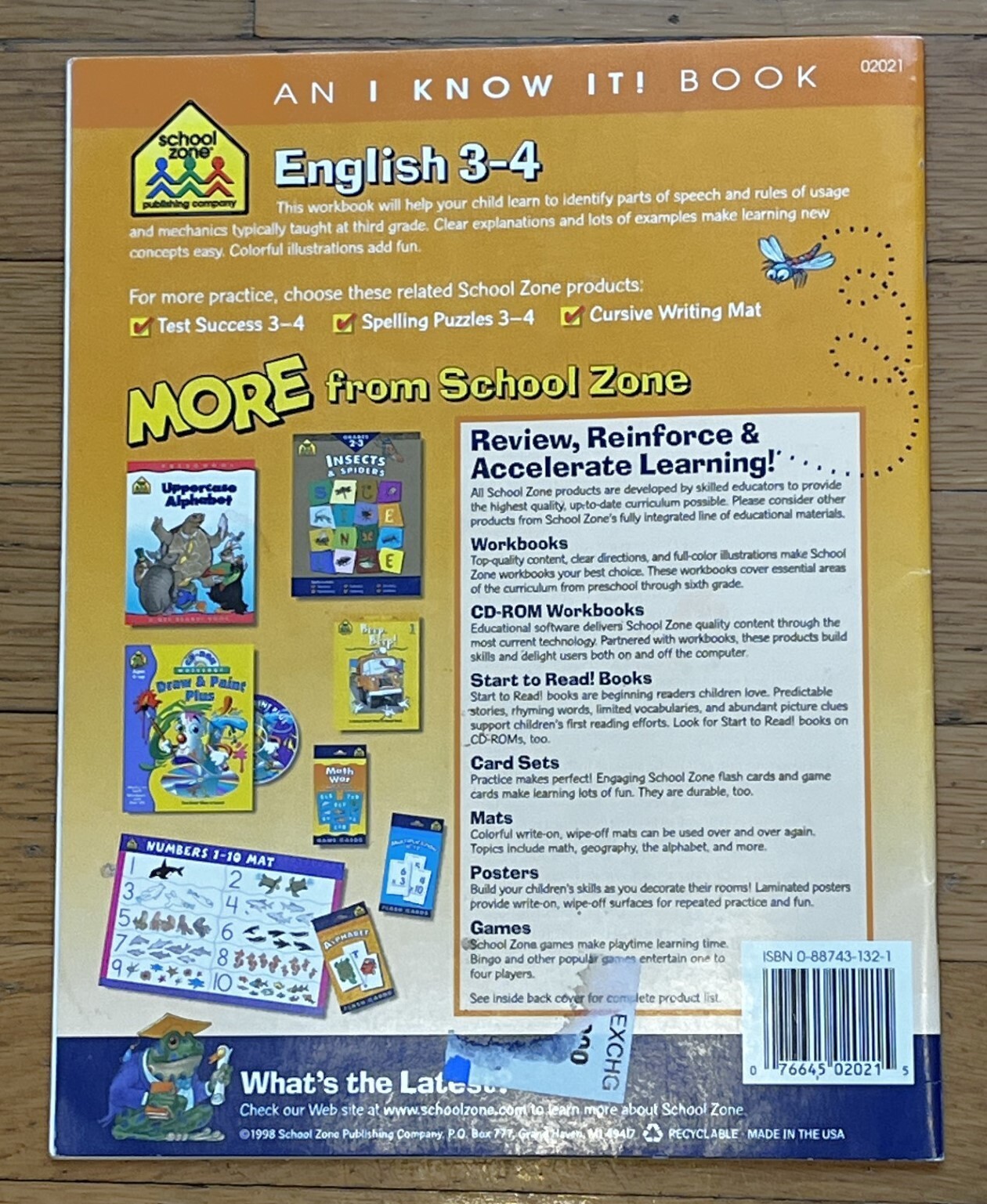 Lot of 3 Grades 3 & 4 English Math Writing Grammar Map Workbooks Activity Books