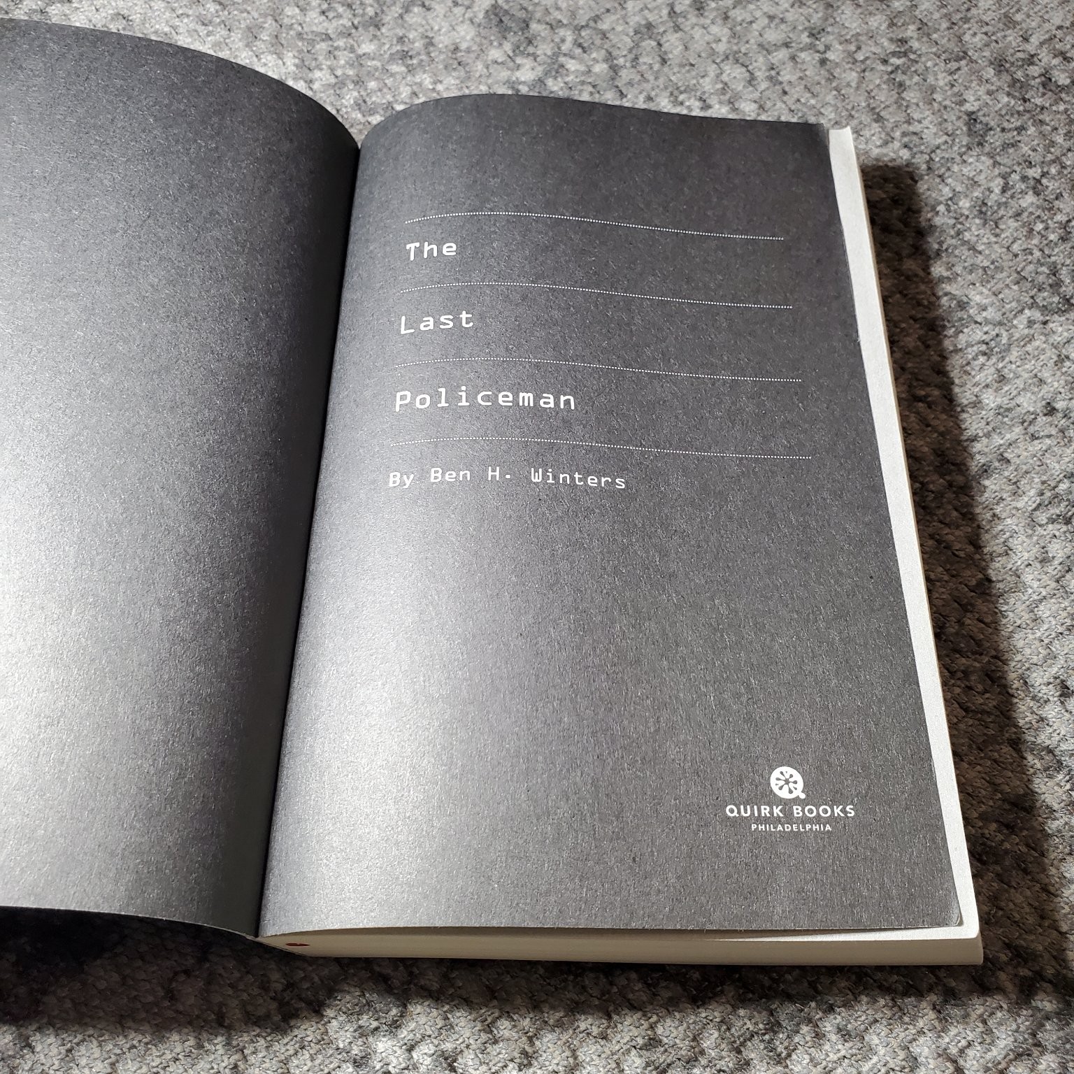 The Last Policeman Ben H. Winters 2012 Edgar Award Winner Quirk Books