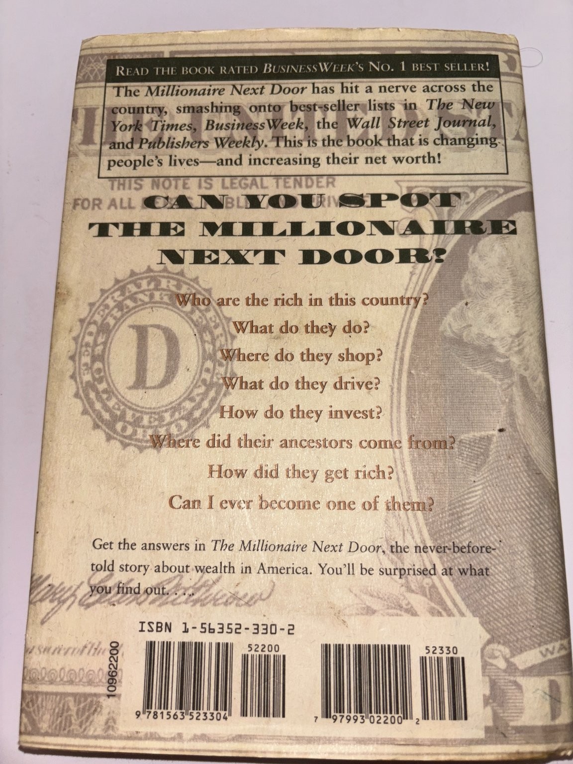 The Millionaire Next Door Stanley Danko 1998 28th Printing Wealth Secrets