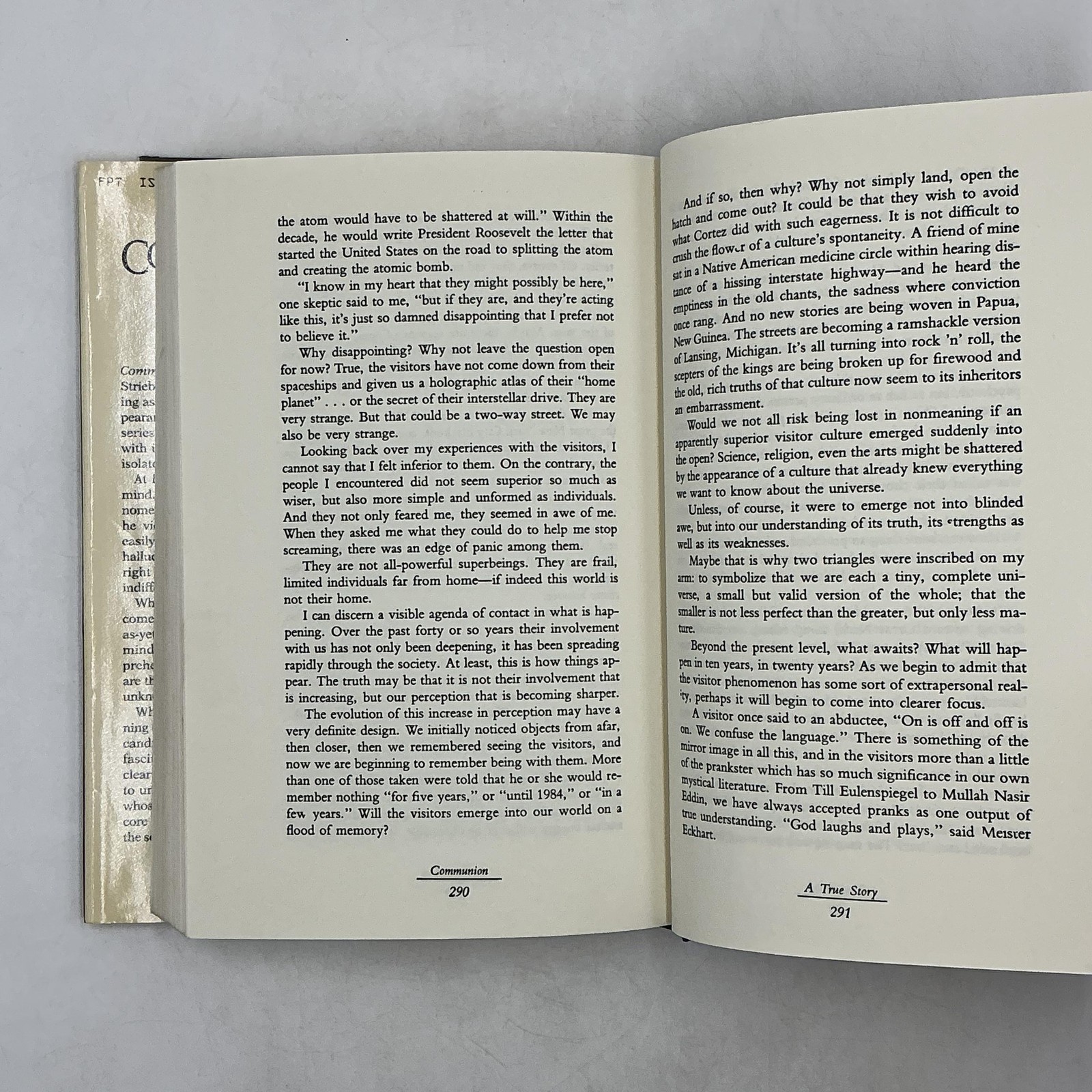 COMMUNION A True Story Whitley Strieber 1987 Hardcover Books Dust Jacket