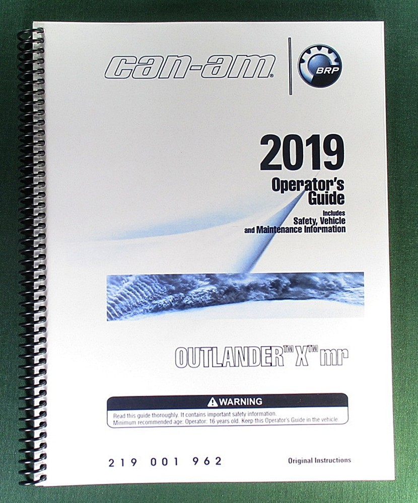 2019 Can-Am Outlander 570 X MR Owner’s Manual: 212 Pages & Protective Covers!