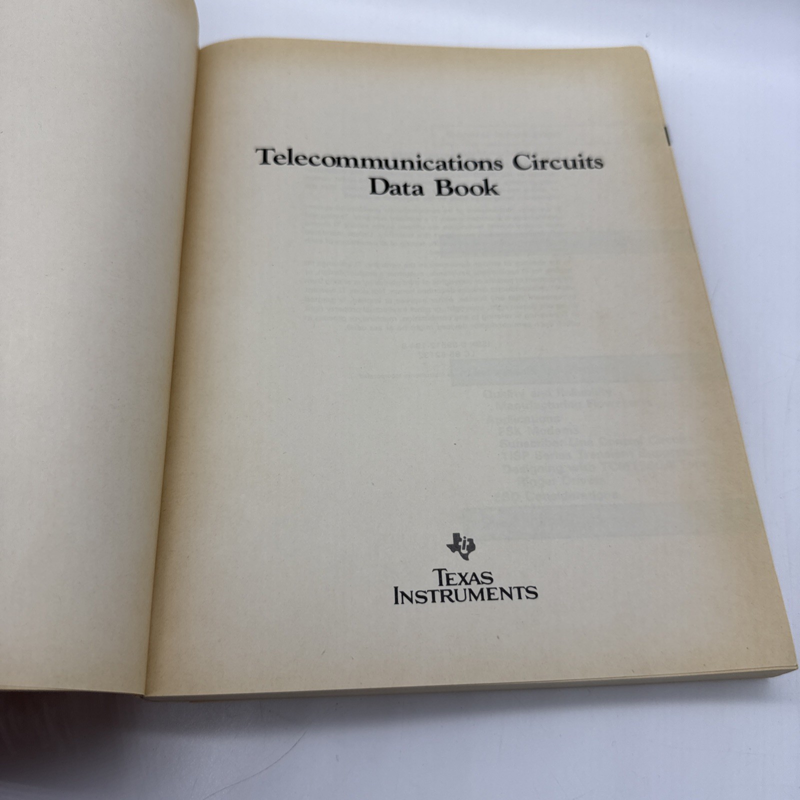 Texas Instruments Telecommunications Circuits Data Book Manual Reference 1986