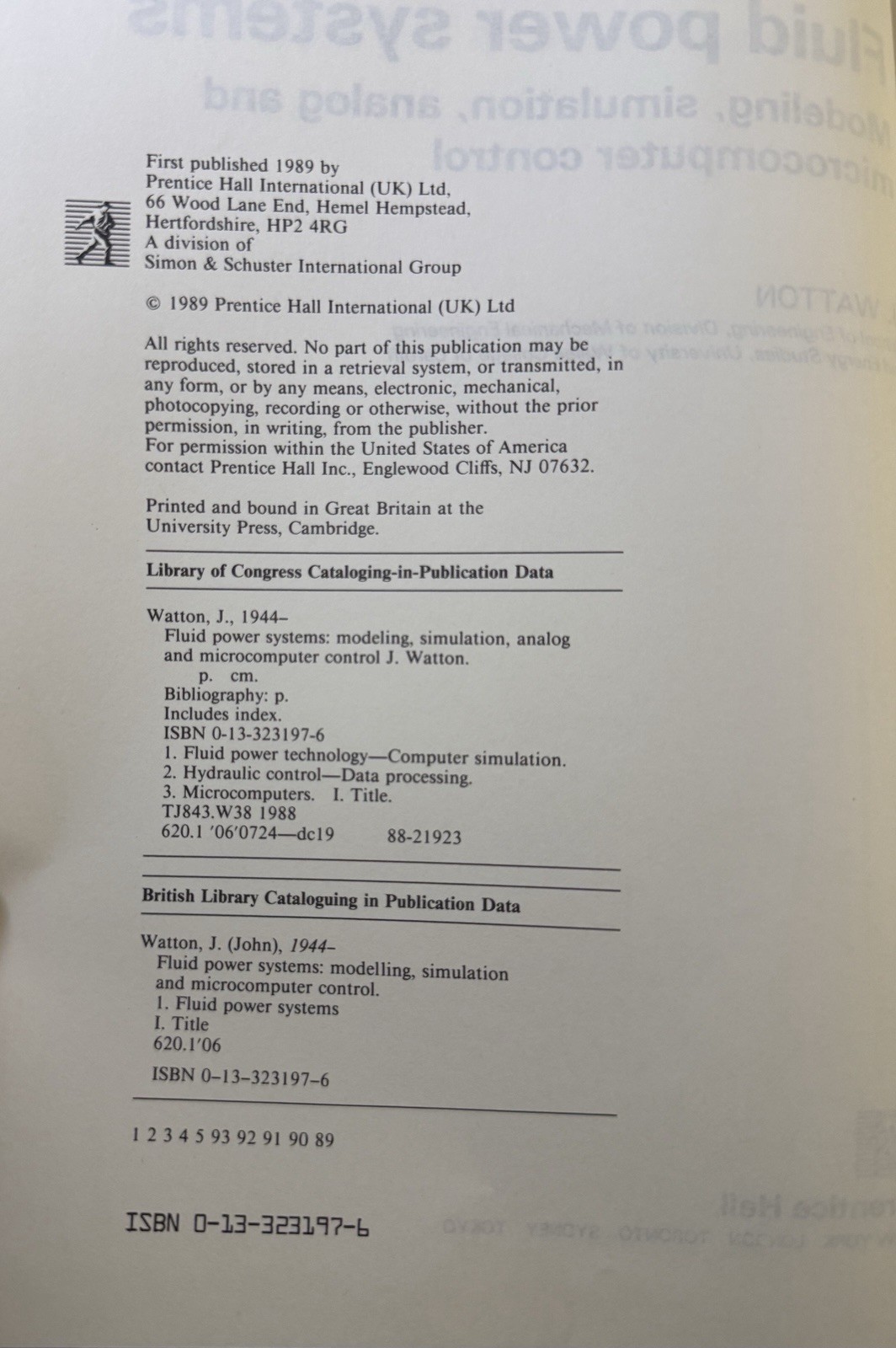 FLUID POWER SYSTEMS: MODELING, SIMULATION, ANALOG AND By J. Watton – Vj07