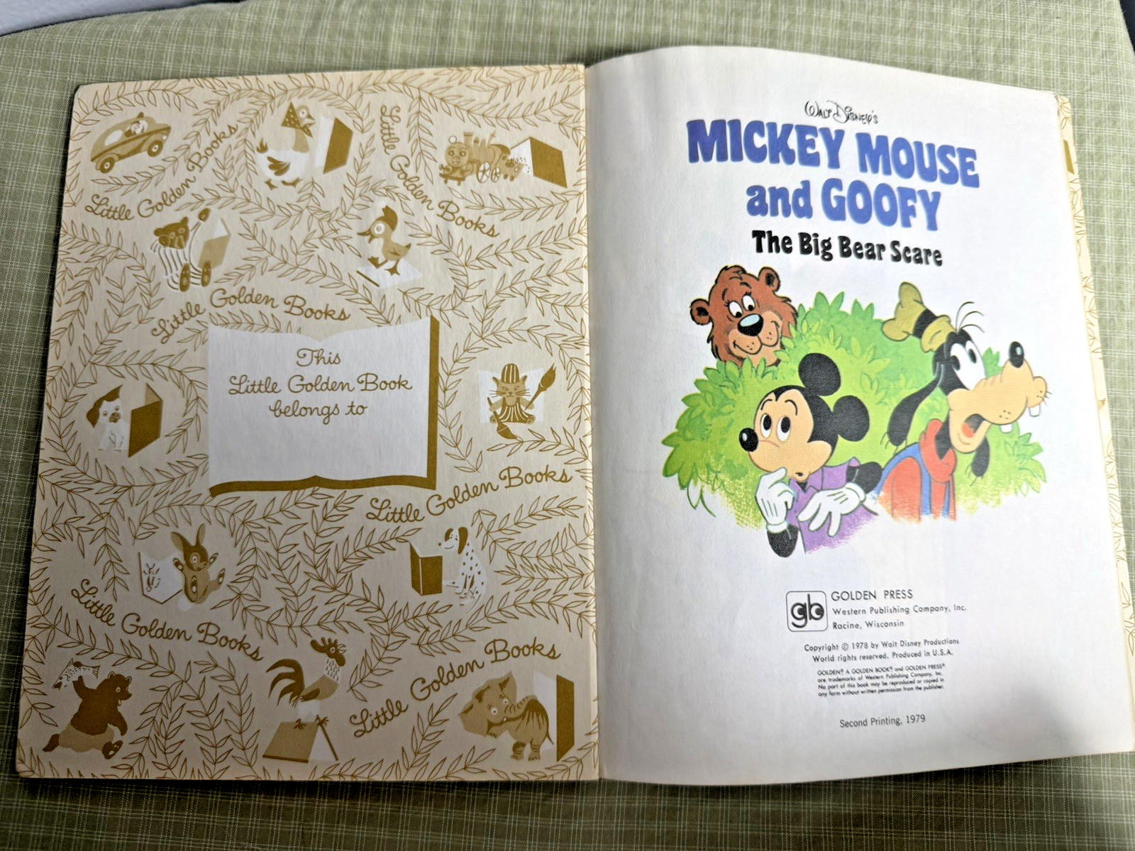 Little Golden Book 1979 Walt Disney’s Mickey Mouse and Goofy The Big Bear Scare
