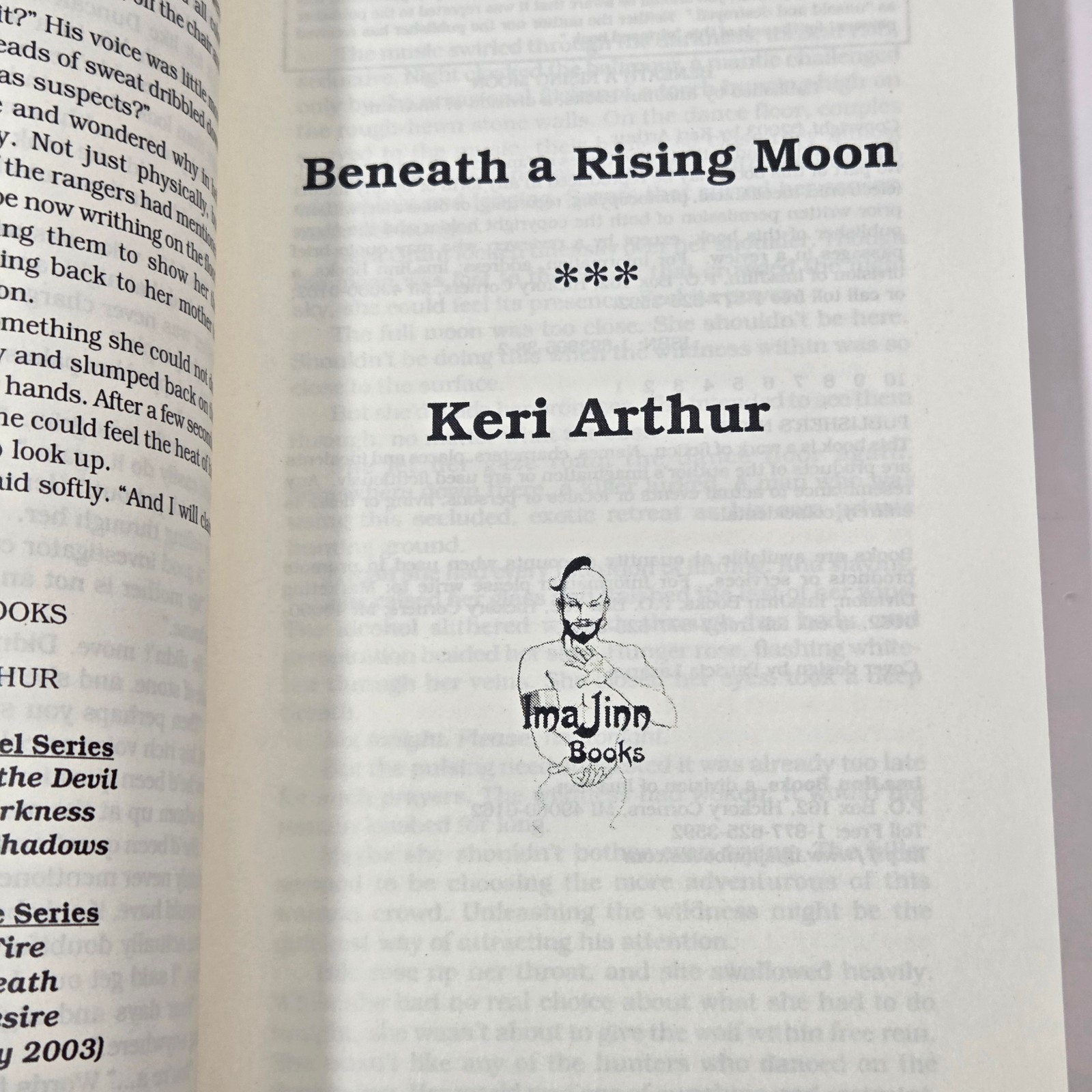 Ripple Creek Werewolf Series Keri Arthur Imajinn Trade PB First Ed 1st Print