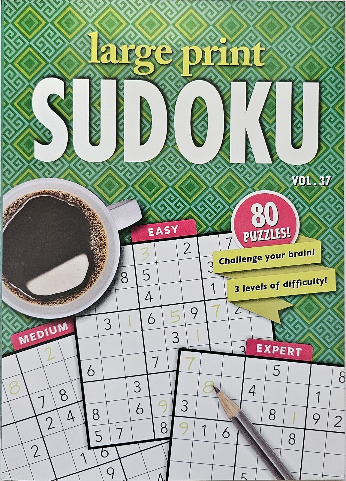 4 New Large Print Sudoku PAPP Puzzle Books Vol# 35-38 Games Entertain Hobbies