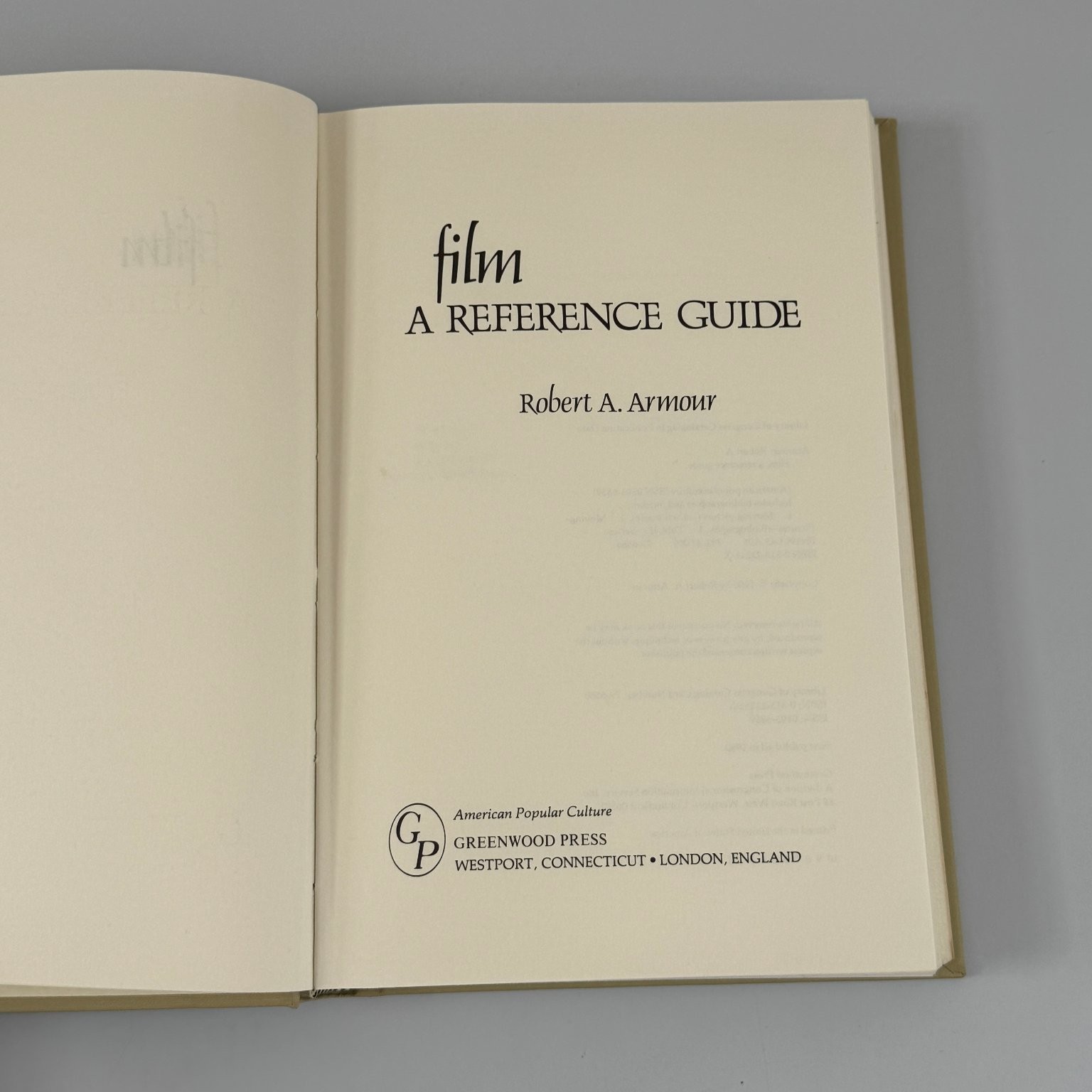 Film A Reference Guide Robert A Armour 1980 First Edition Hardcover Greenwood