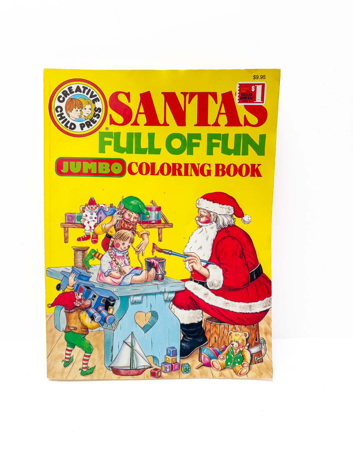 VINTAGE Santa’s Full of Fun Jumbo Coloring Book Creative Child Press UNused!