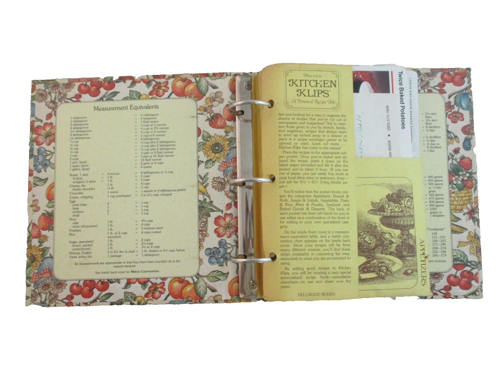 Vtg 1982 Kitchen Klips A Personal Recipe File Pocket Pages Binder with Recipes