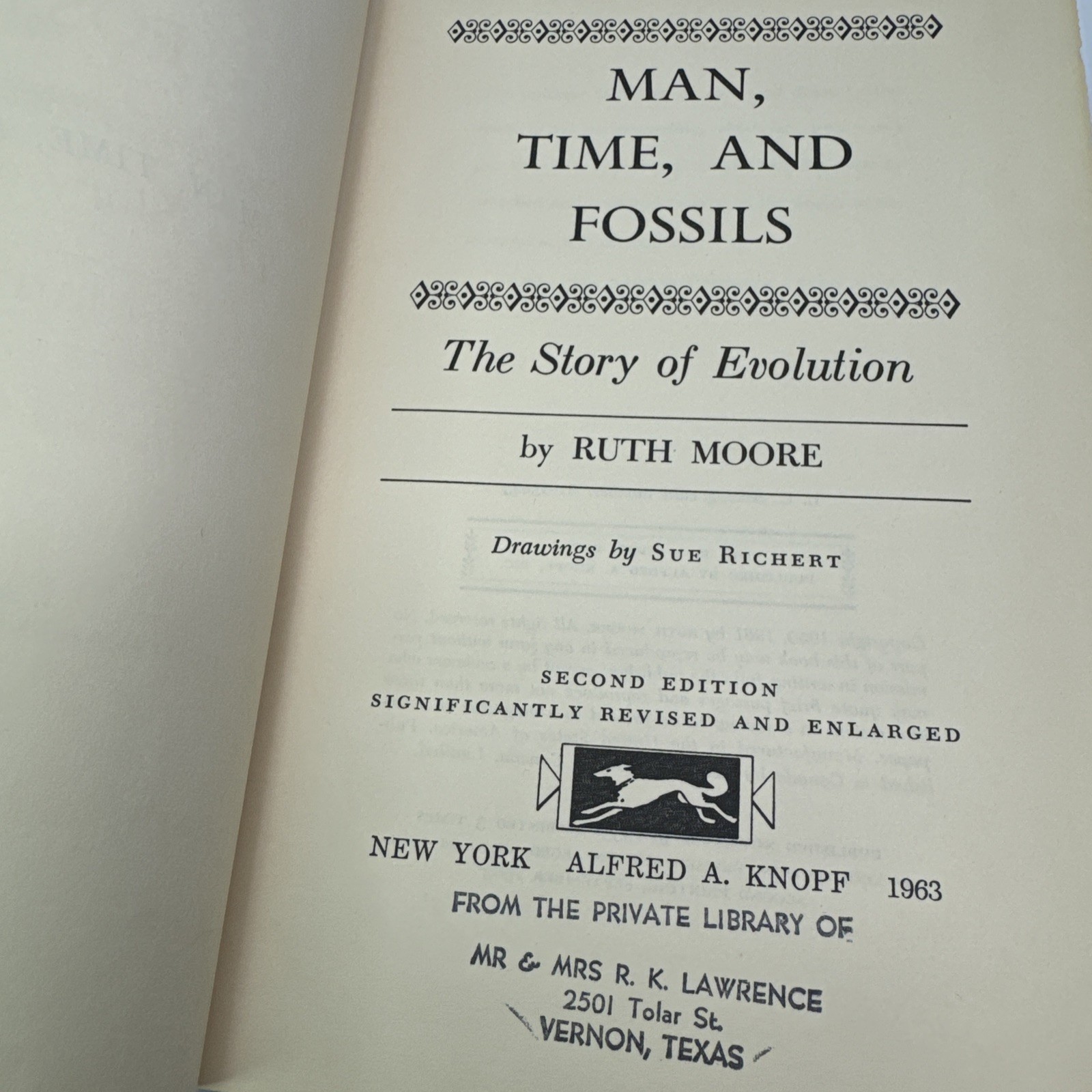 Man Time and Fossils The Story of Evolution Ruth Moore Second Edition 1963 Knopf