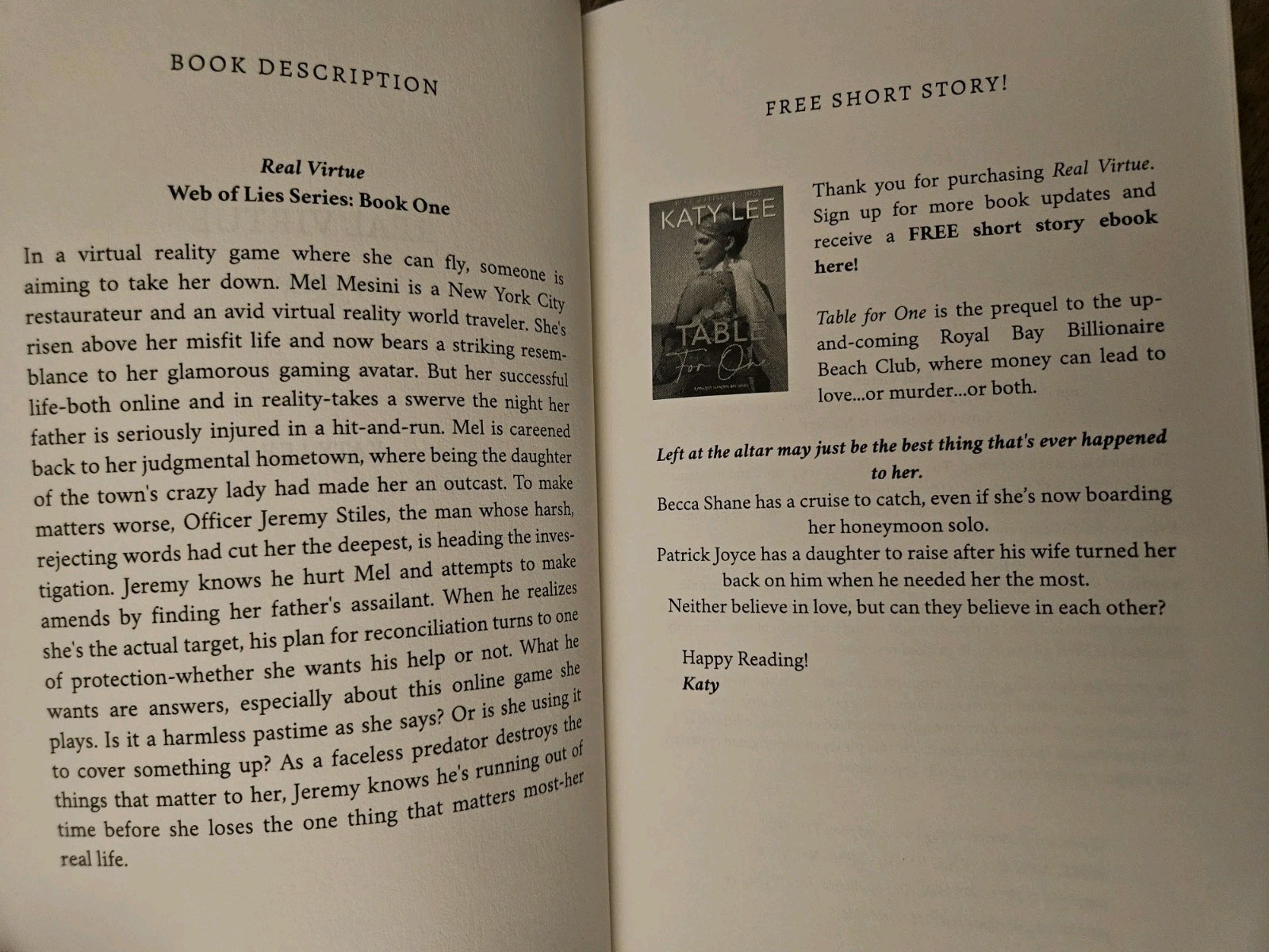 Real Virtue Katy Lee Trade Paperbook Book Web of Lies #1 USED Christian Fiction