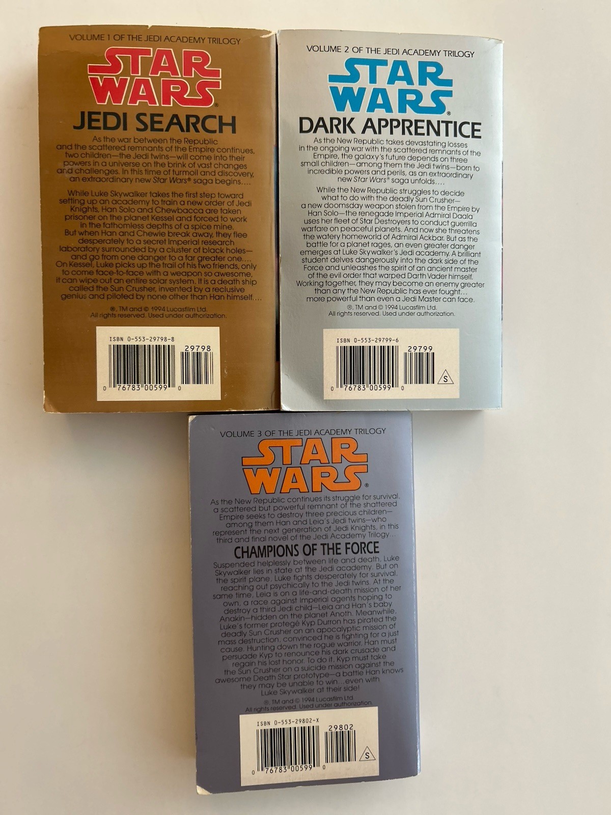 Star Wars: The Jedi Academy Trilogy by Kevin J Anderson (Books 1-3)