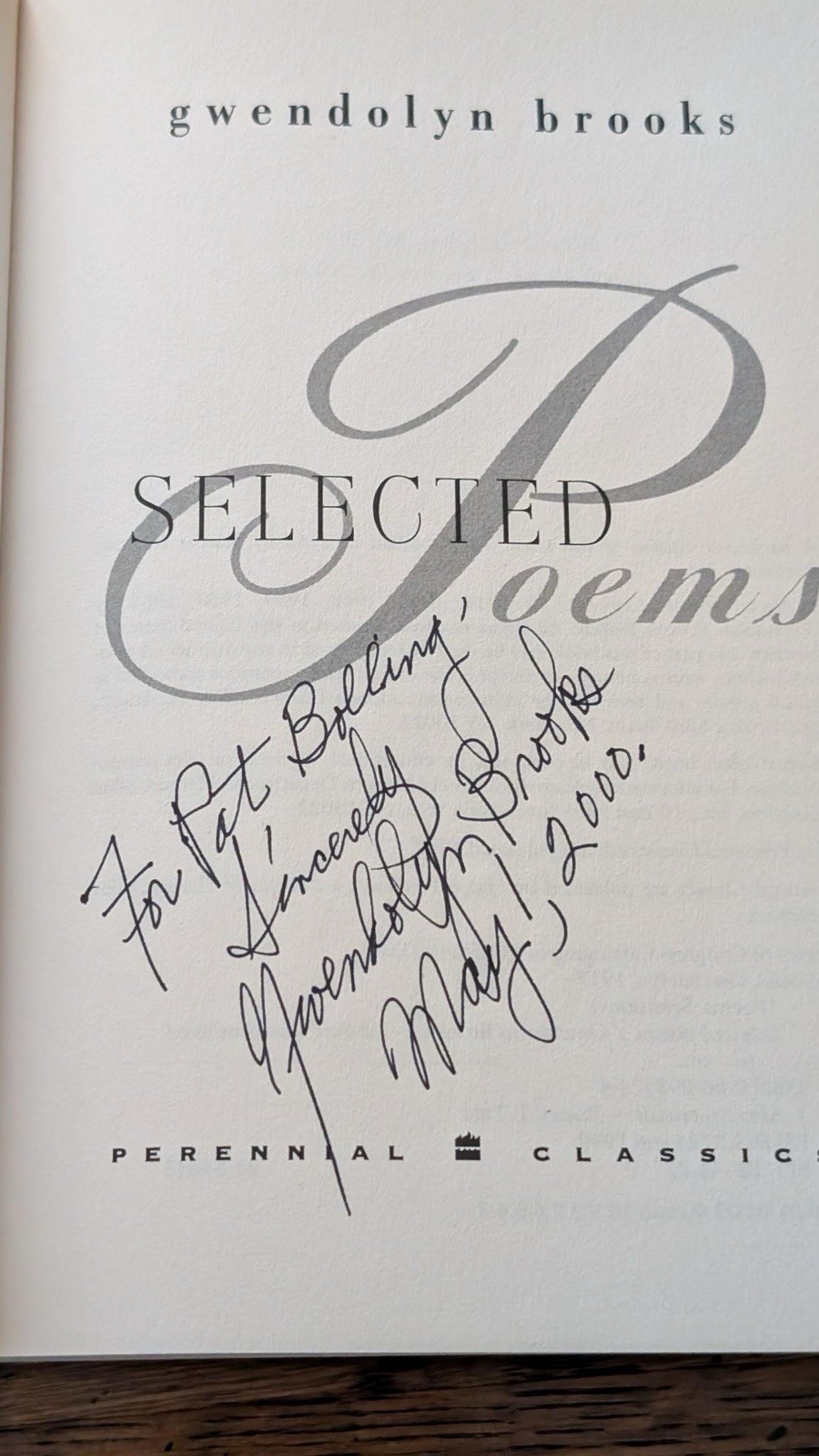 2 Signed Items by Gwendolyn Brooks – Selected Poems Book & To Young Readers Poem