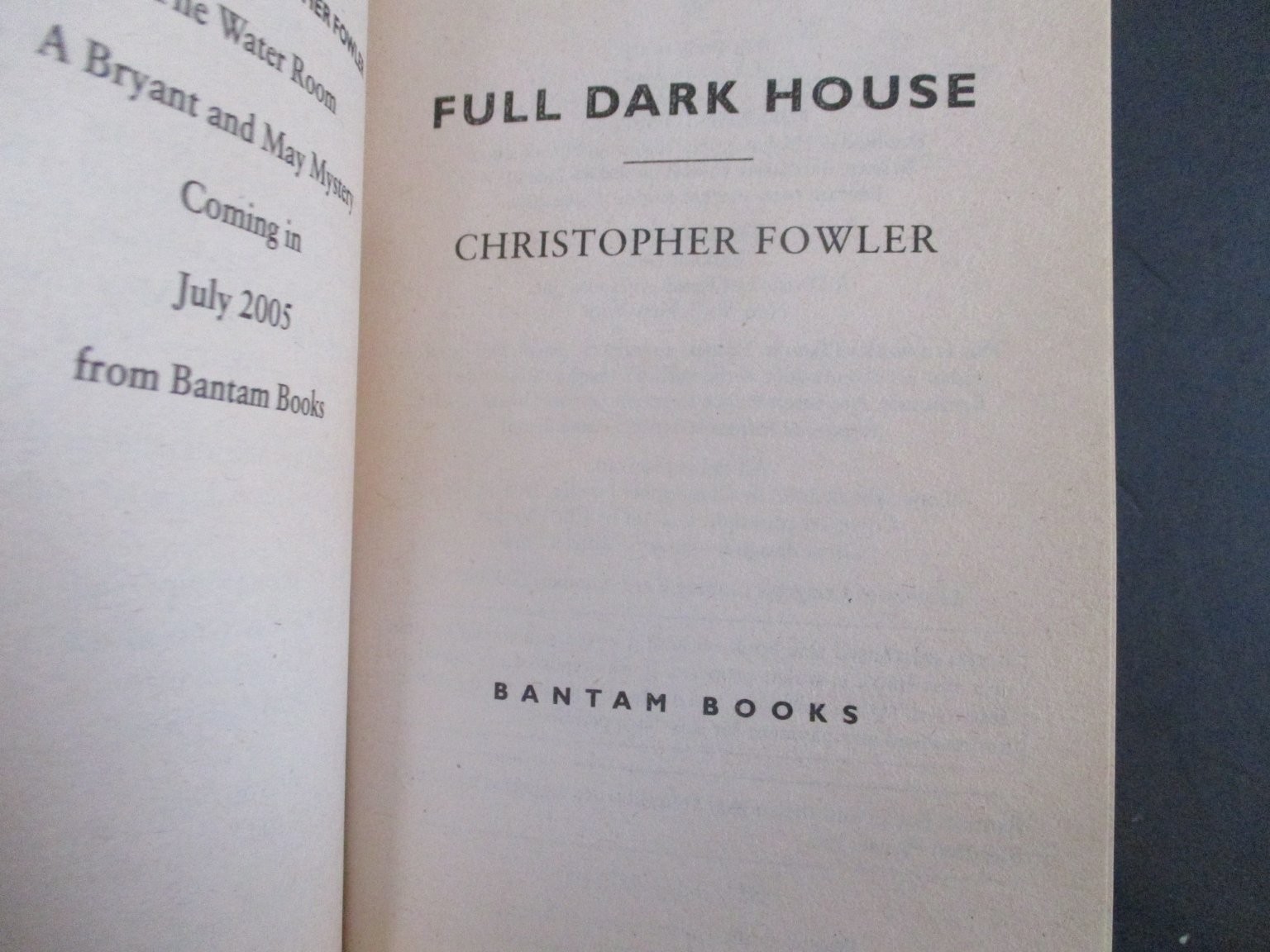 Full Dark House Christopher Fowler 2005 Bryant & May Mystery Bantam Books