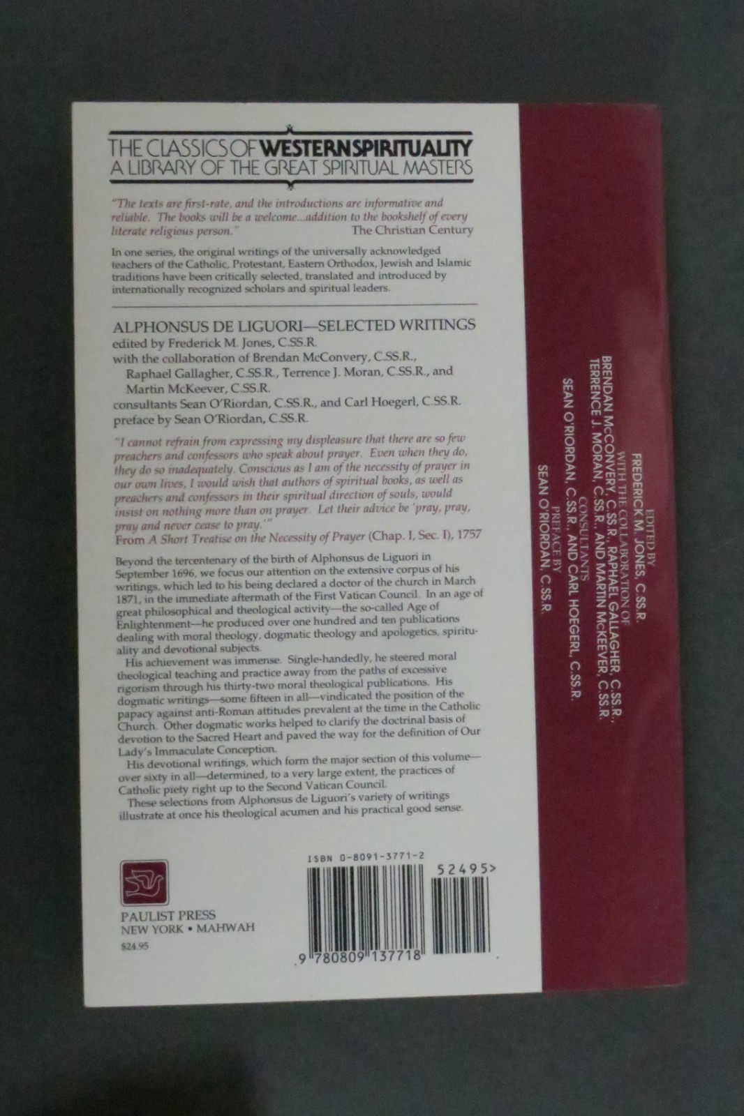 Alphonsus De Liguori: Selected Writings (Classics of Western Spirituality)