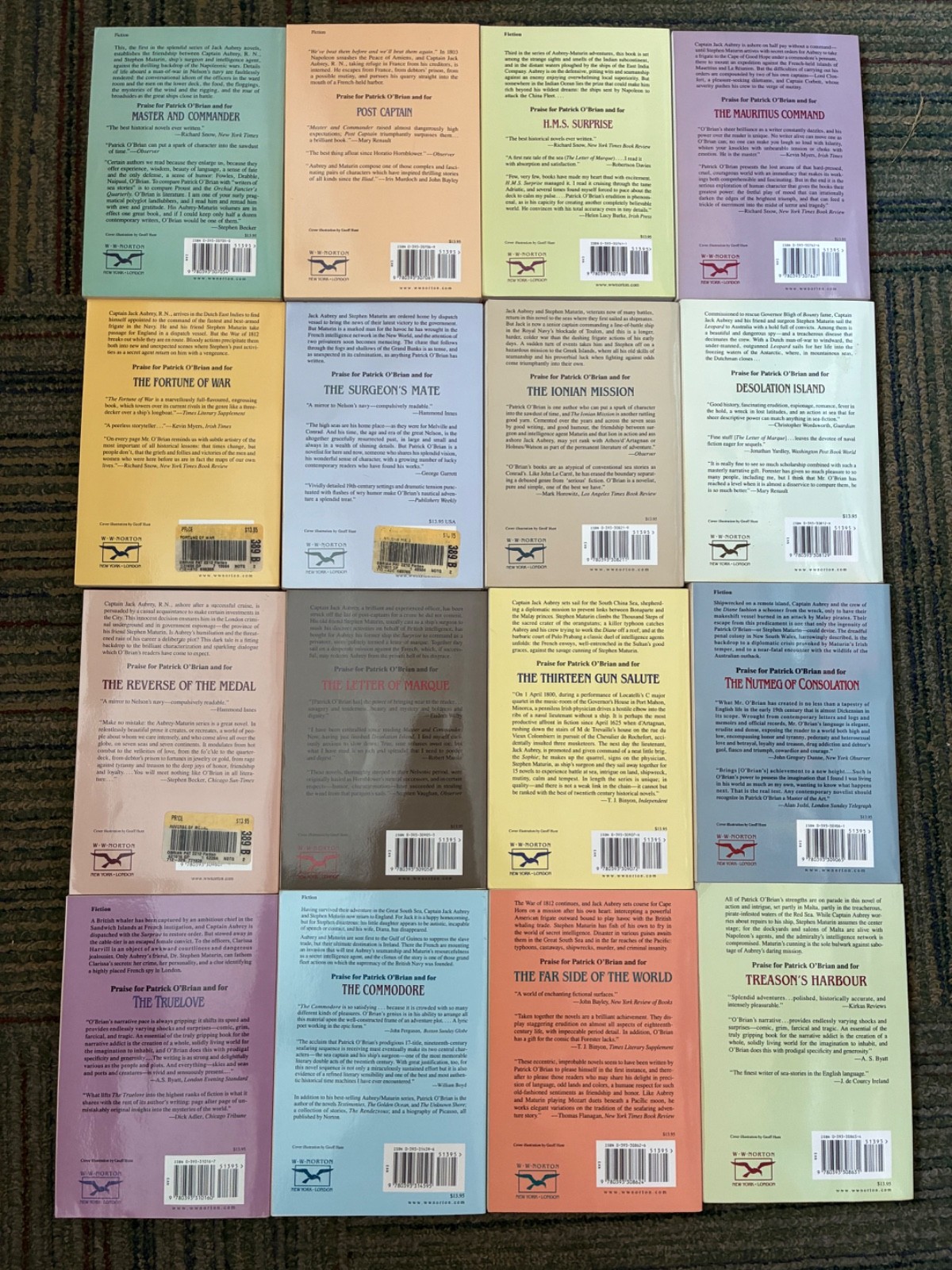 Patrick O’Brian/Set of 16 Novels/Pbk/Great Condition/Free Shipping