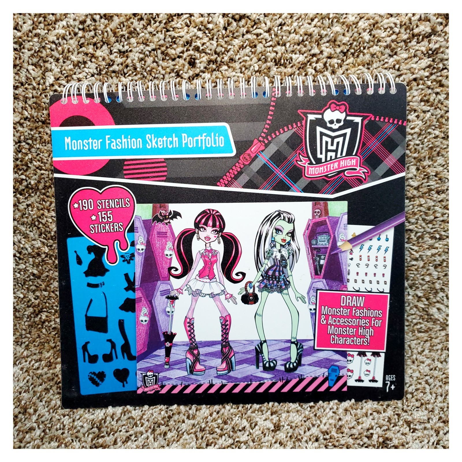 Monster High Monster Fashion Sketch Portfolio 34 Sketch Sheets Sticker Stencils