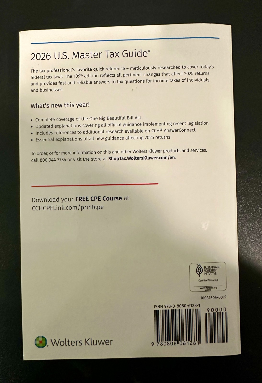 2026 U.S. MASTER TAX GUIDE 19th Edition (Wolters Kluwer, Paperback)