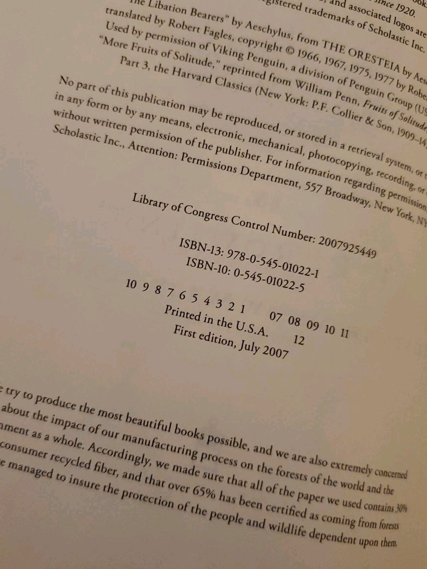 1st Edition Harry Potter & the Deathly Hallows Rare ERROR 759 Pgs