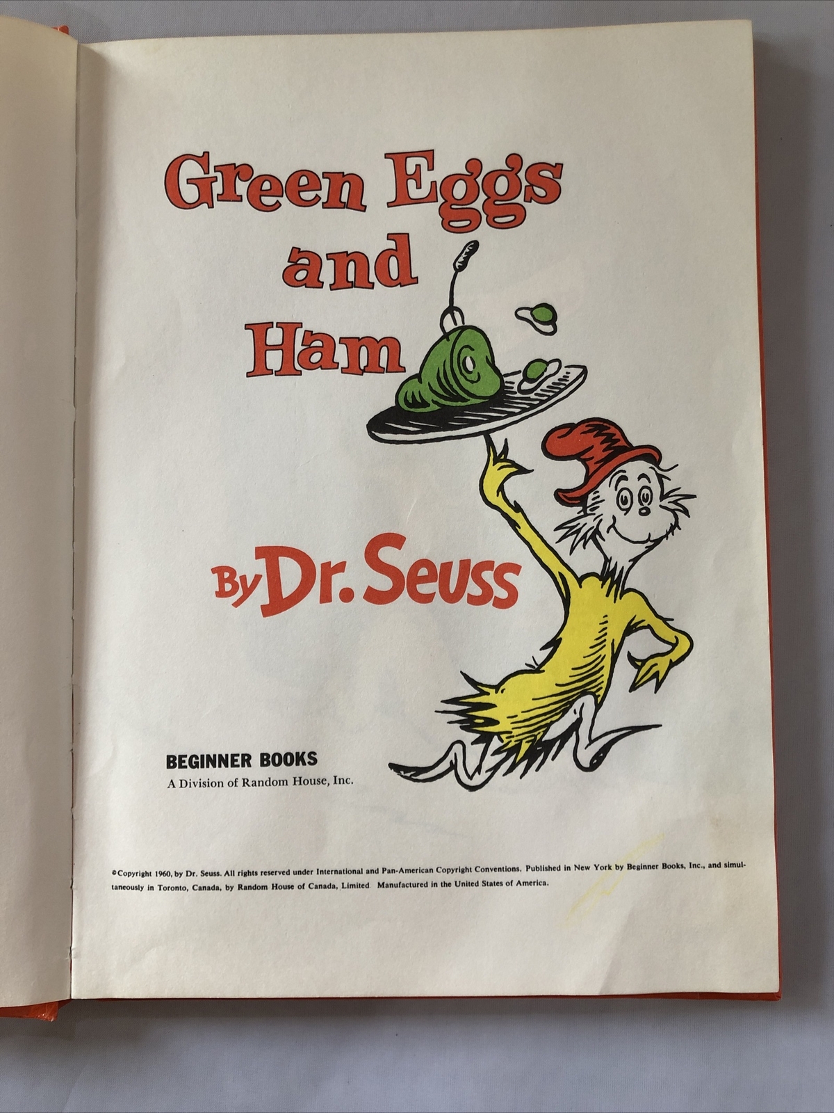 Vintage Beginner Books; Green Eggs and Ham by Seuss 1960, Hardcover