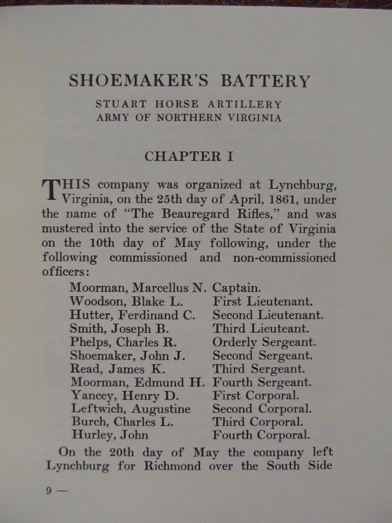SHOEMAKER’S BATTERY STUART HORSE ARTILLERY PELHAM’S BATTALION – BRAND NEW