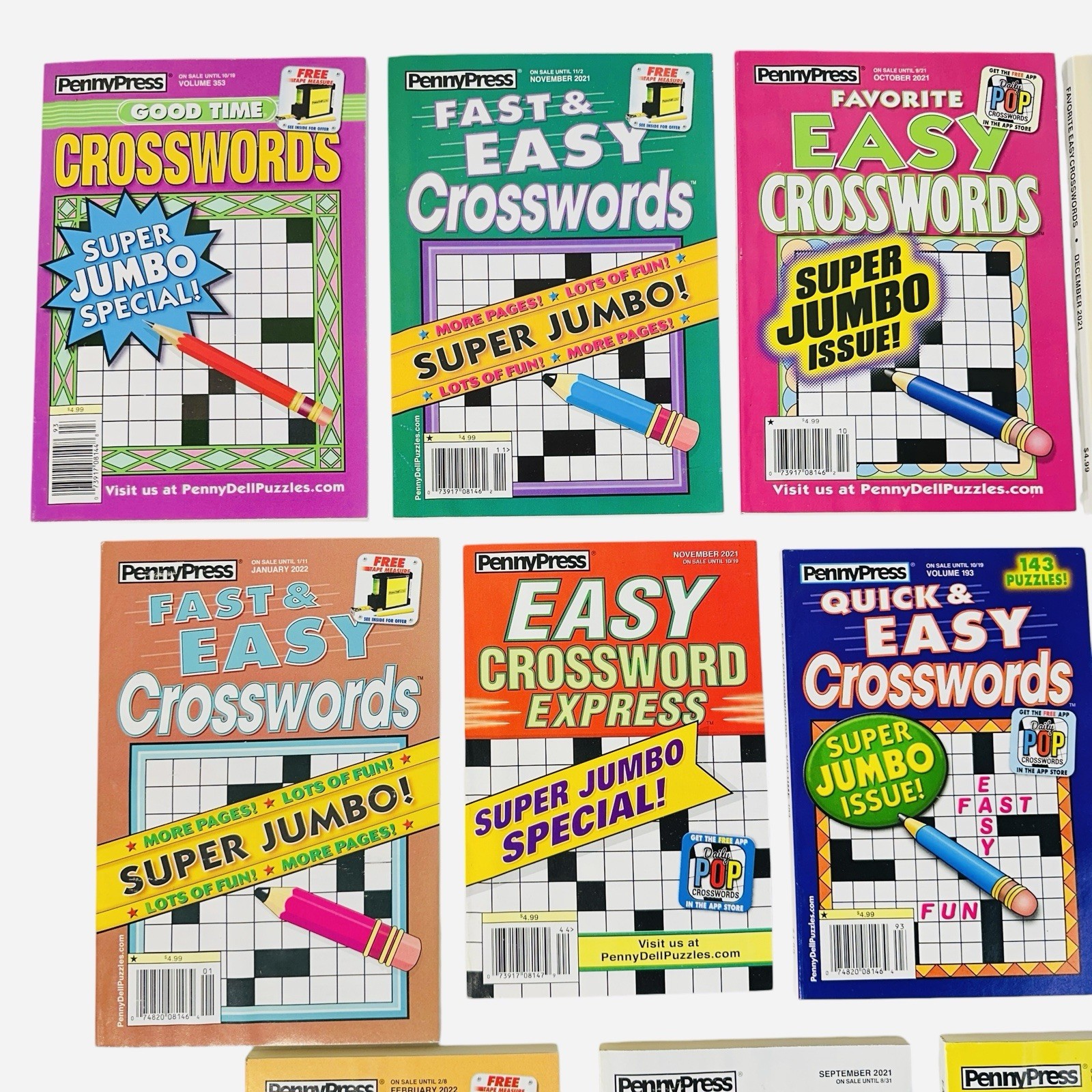 Lot of 14 PennyPress Variety Crossword Puzzle Games Books Good Time Fast Jumbo