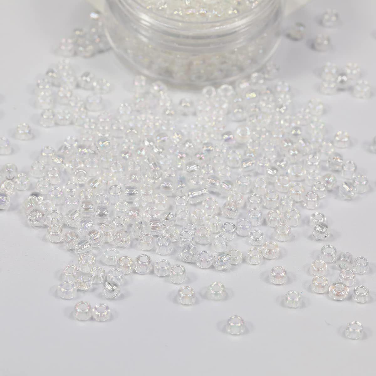 Raibow Clear 3mm Seed Beads About 3600pcs/100Grams in Bag, 8/0 Glass Craft Beads