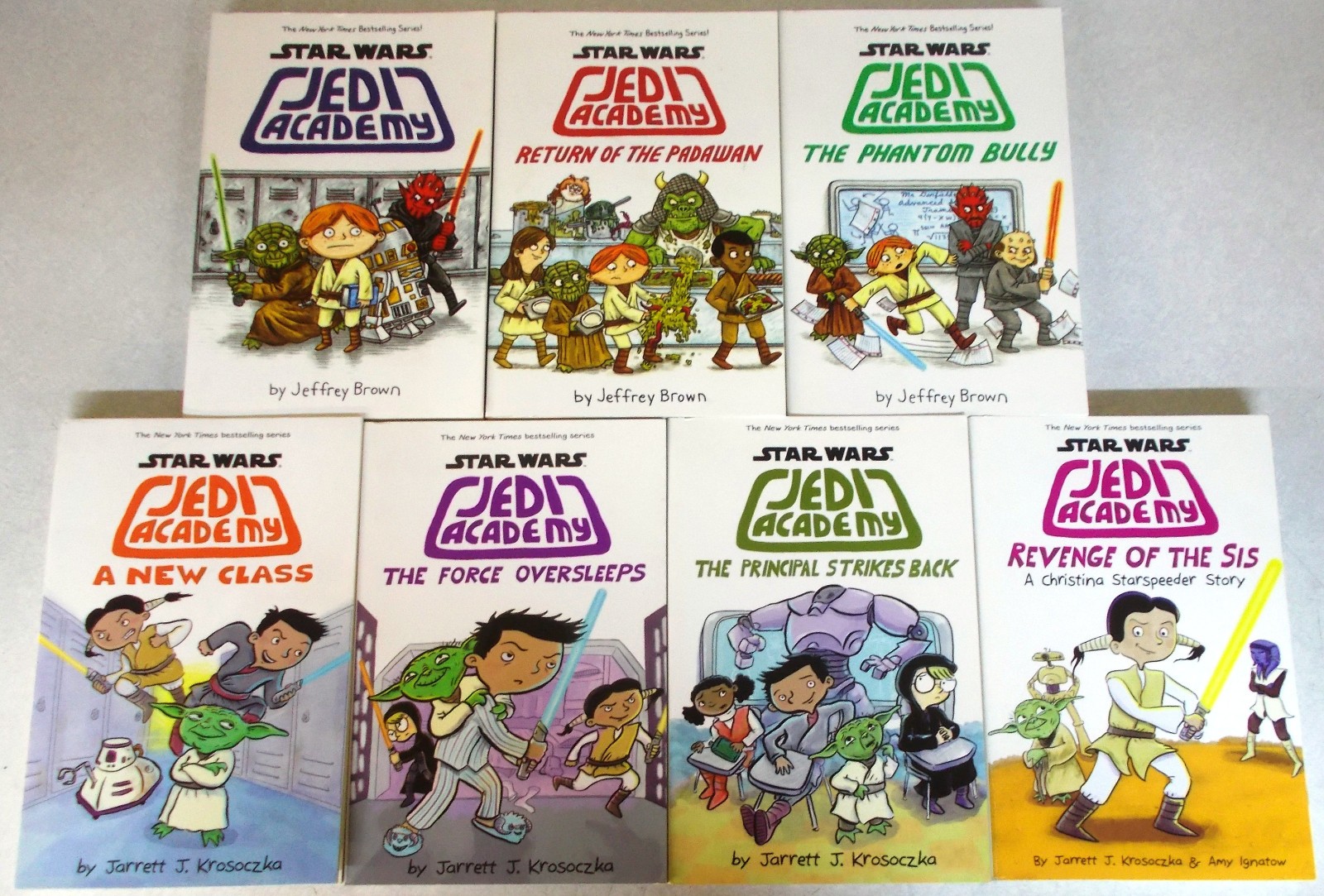 Lot of 7 Star Wars: Jedi Academy paperbacks by Jeffrey Brown, Jarrett Krosoczka