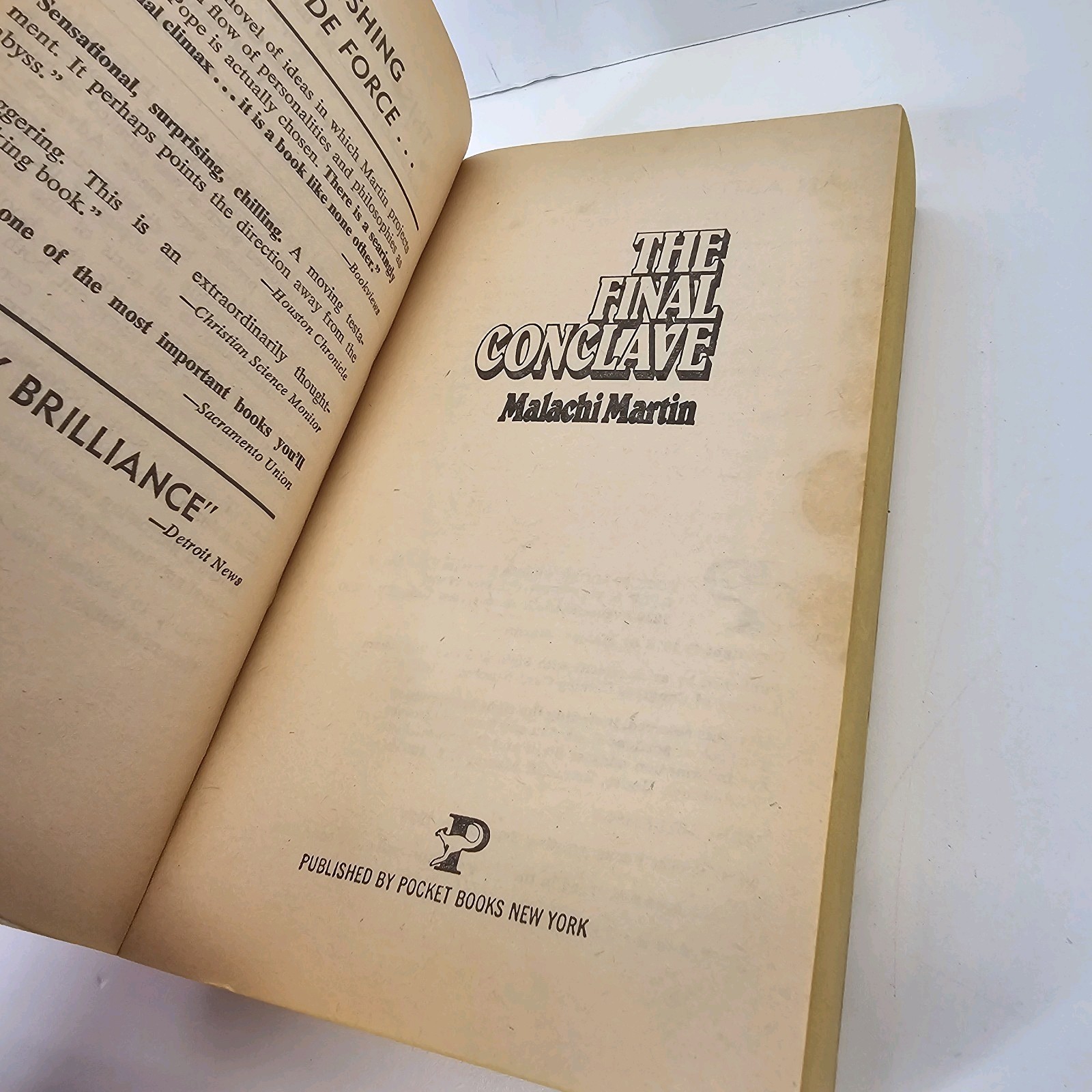 The Final Conclave Mass Market Paperbound Malachi Martin Paperback Book- Damaged