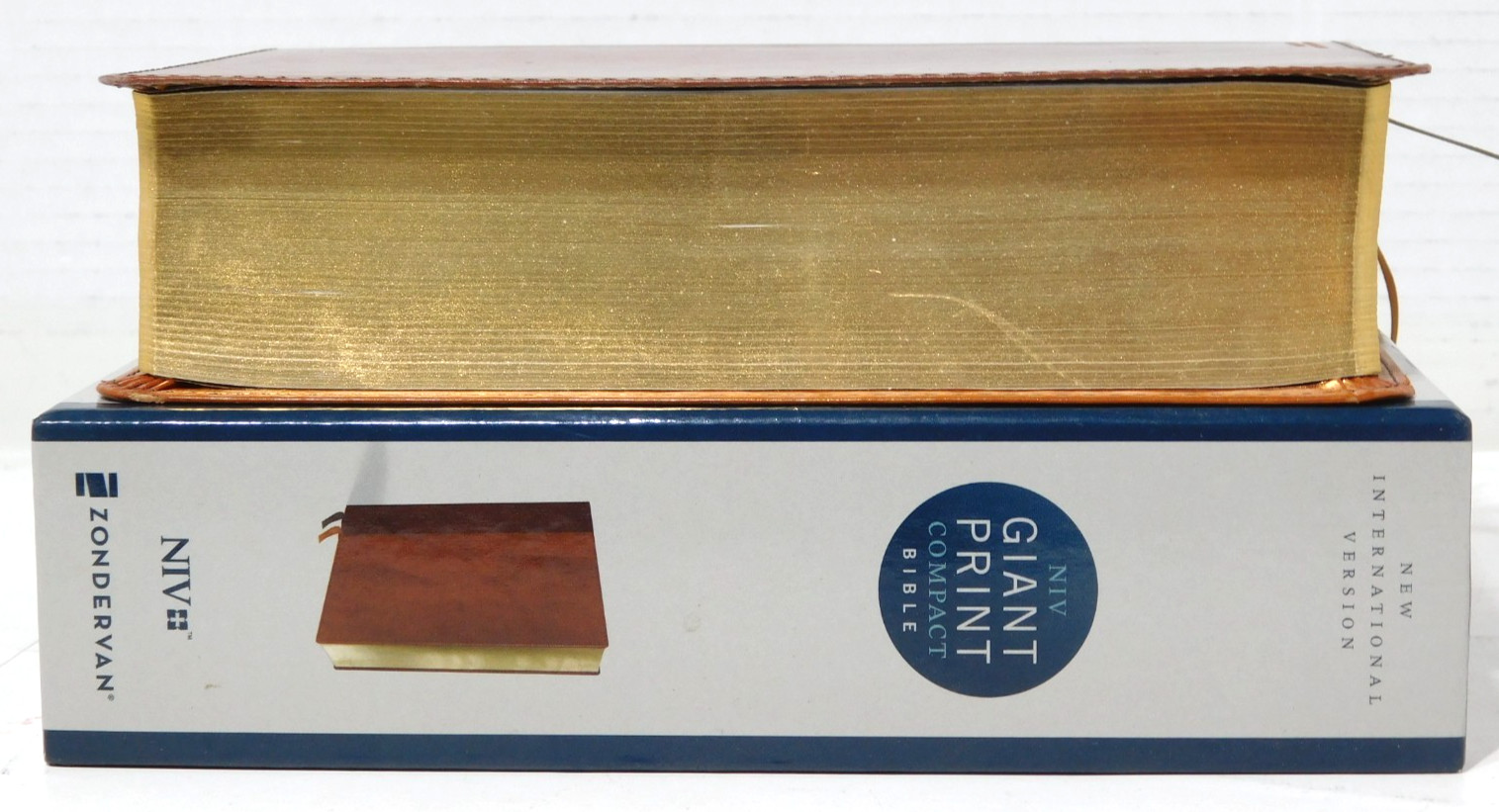 NIV Giant Print Compact Bible Leathersoft Brown Red Letter Comfort Print