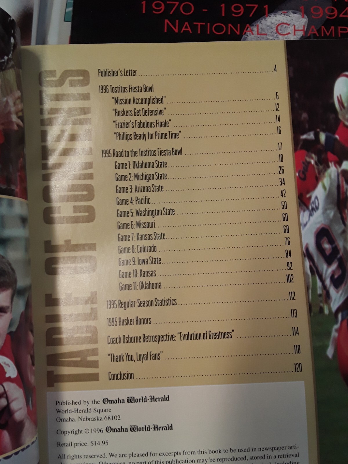 Nebraska Cornhusker 1994-1995 Football Natl Champs 5 books VG 240321