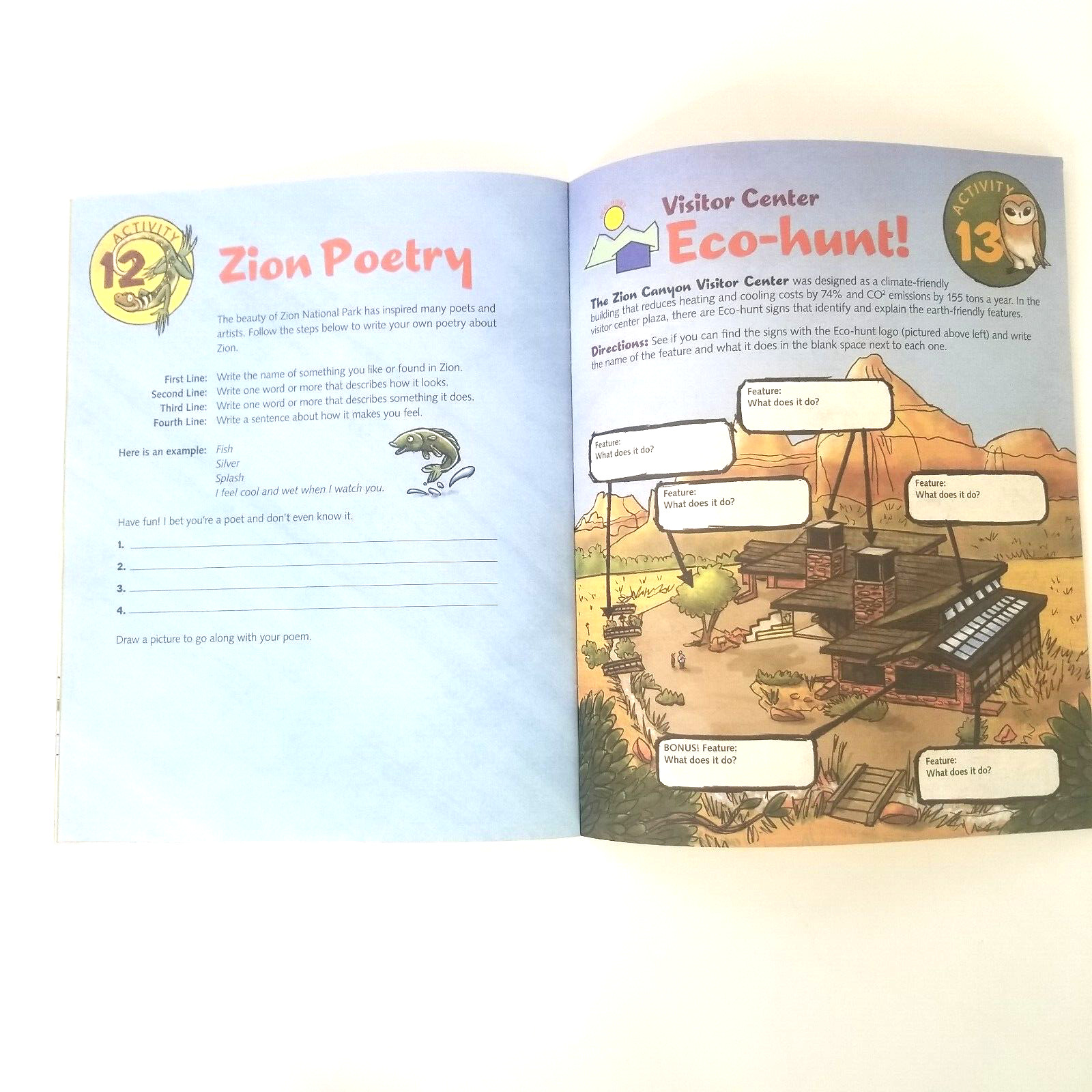 Zion National Park Junior Ranger Handbook Activity Guide Ages 4 Up, 18 Pages