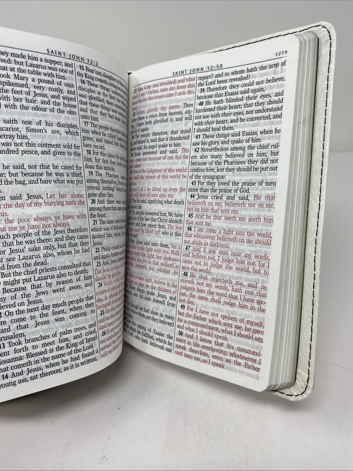 KJV Bible Compact Faux Leather White by Christian Art Gifts VG FREE SHIPPING!