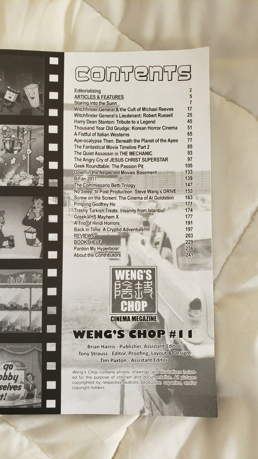 WENG’S CHOP CINEMA MEGAZINE #11: COLOR EDITION By Tony Strauss & Brian Harris VG