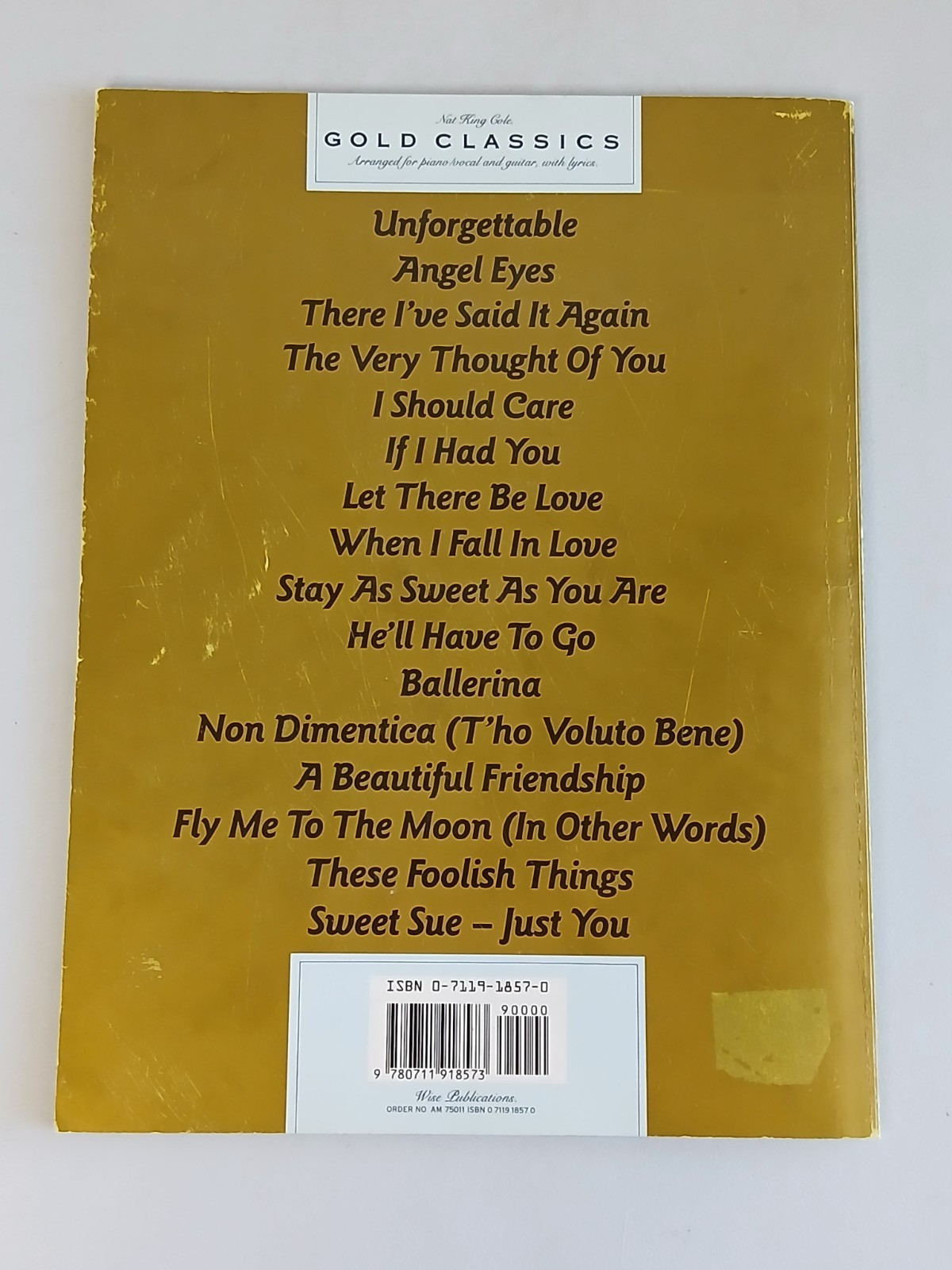 Peter Evans NAT KING COLE GOLD CLASSICS Vintage Sheet Music Book Wise 1989